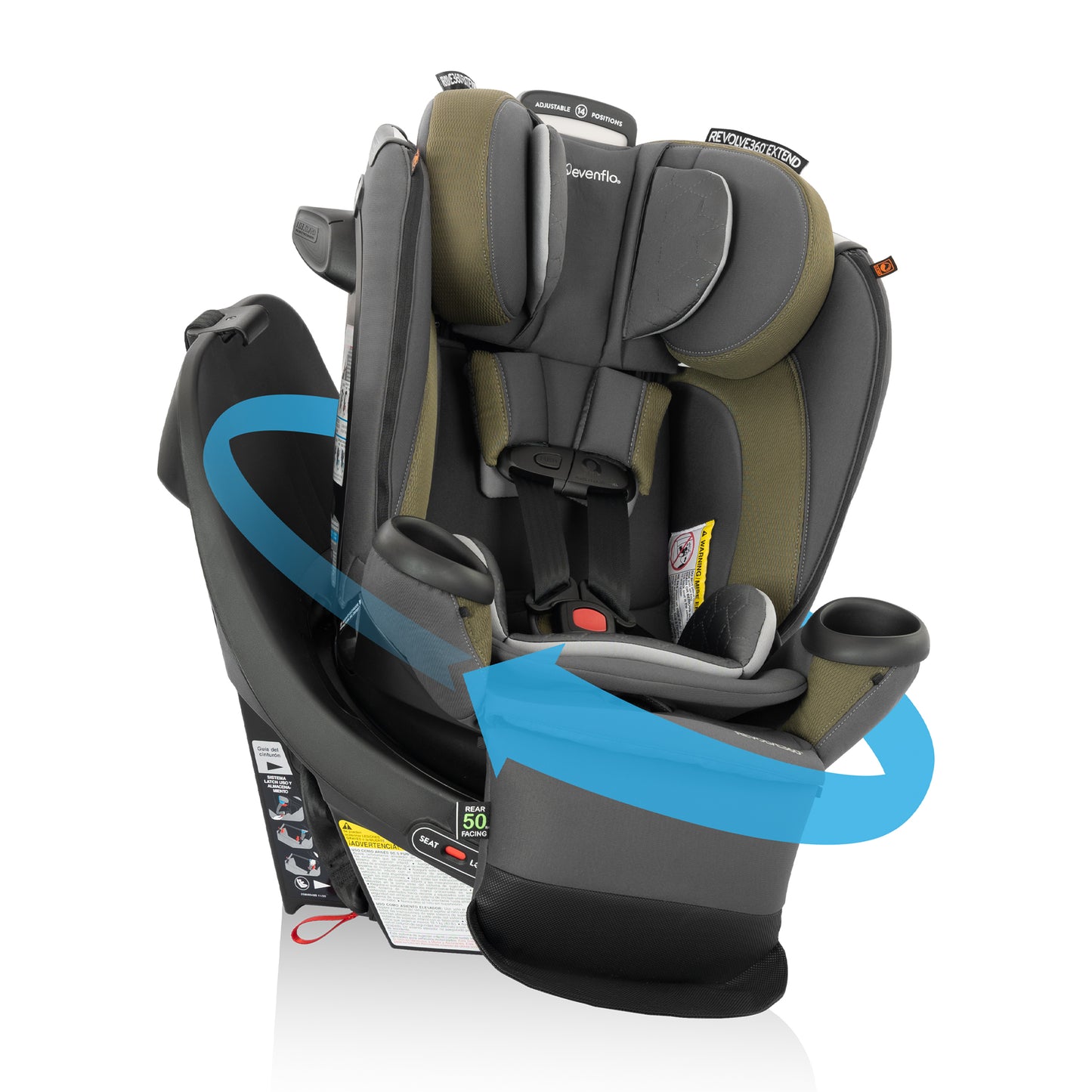 Revolve360 Extend All-in-One Rotating Car Seat with Quick Clean Cover (Rockland Green)