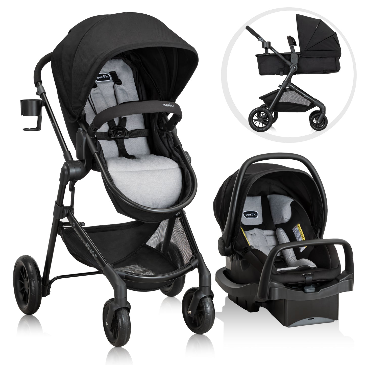 Pivot Modular Travel System with LiteMax Infant Car Seat with Anti-Rebound Bar Support