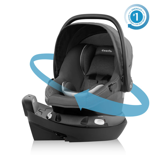 Revolve180 LiteMax NXT Rotating Infant Car Seat with Green & Gentle (Anchor Gray)