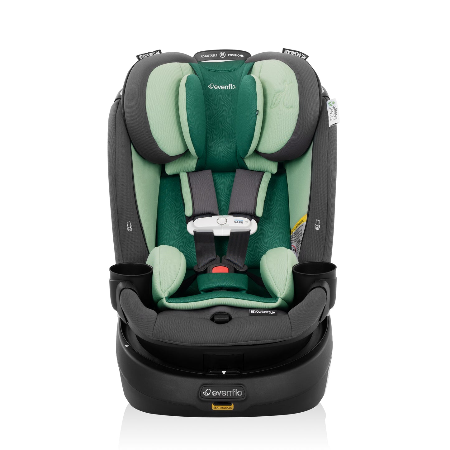 Revolve360 Slim 2-in-1 Rotating Car Seat with Green & Gentle Fabric