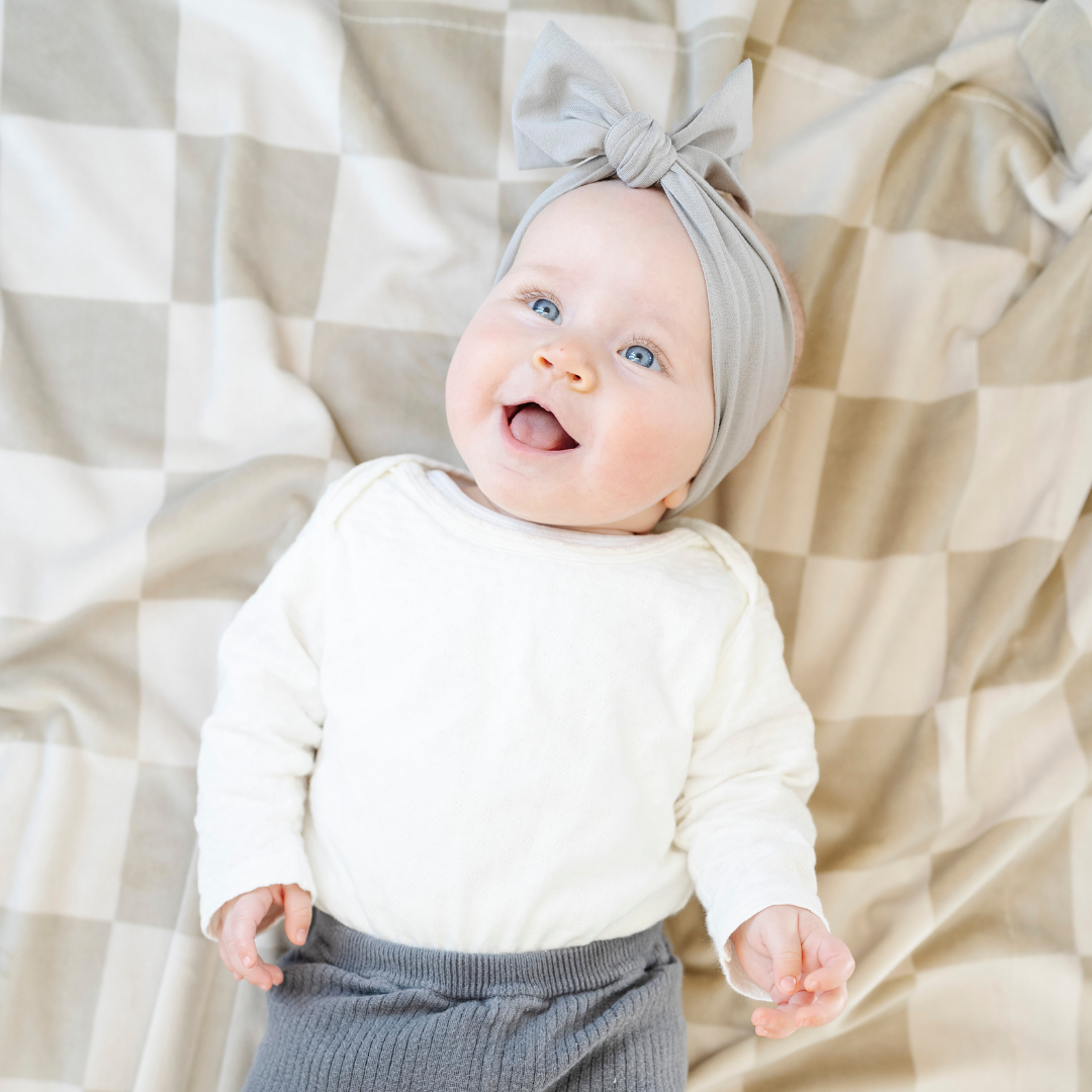 Stretch Receiving Blankets Neutral checkered