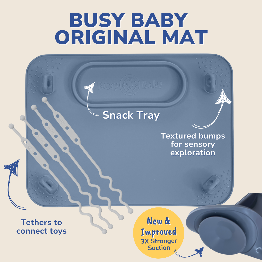 Busy Baby Mat with Toy Straps PEWTER