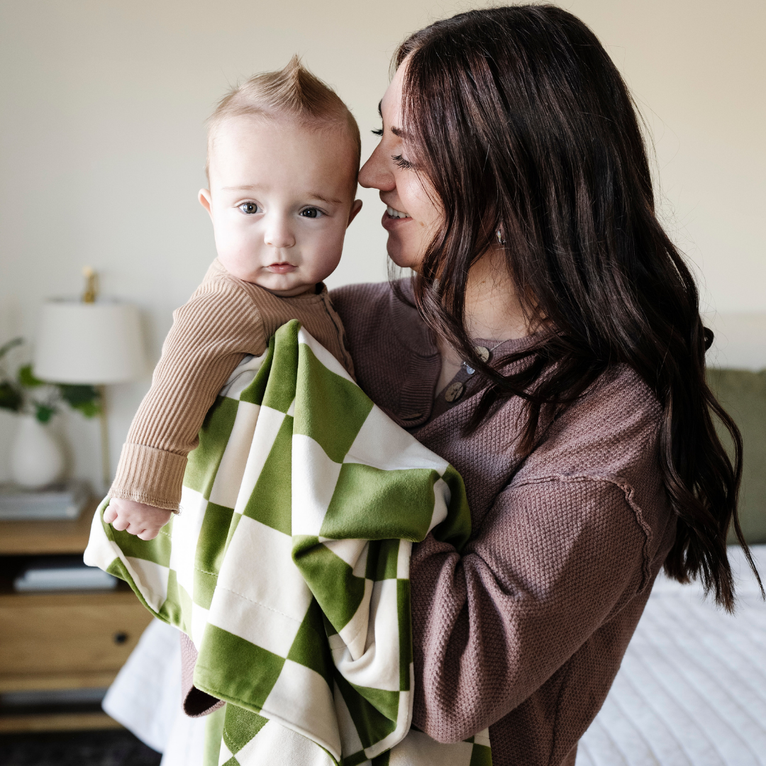 Stretch Receiving Blankets Neutral checkered 3