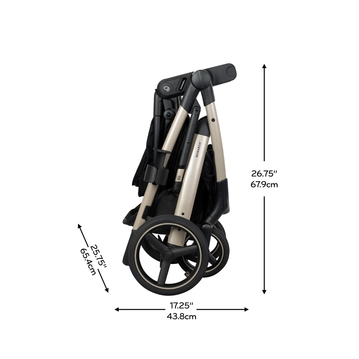 Monarch Travel System with LiteMax NXT Infant Car Seat featuring SensorySoothe dimensions diagram