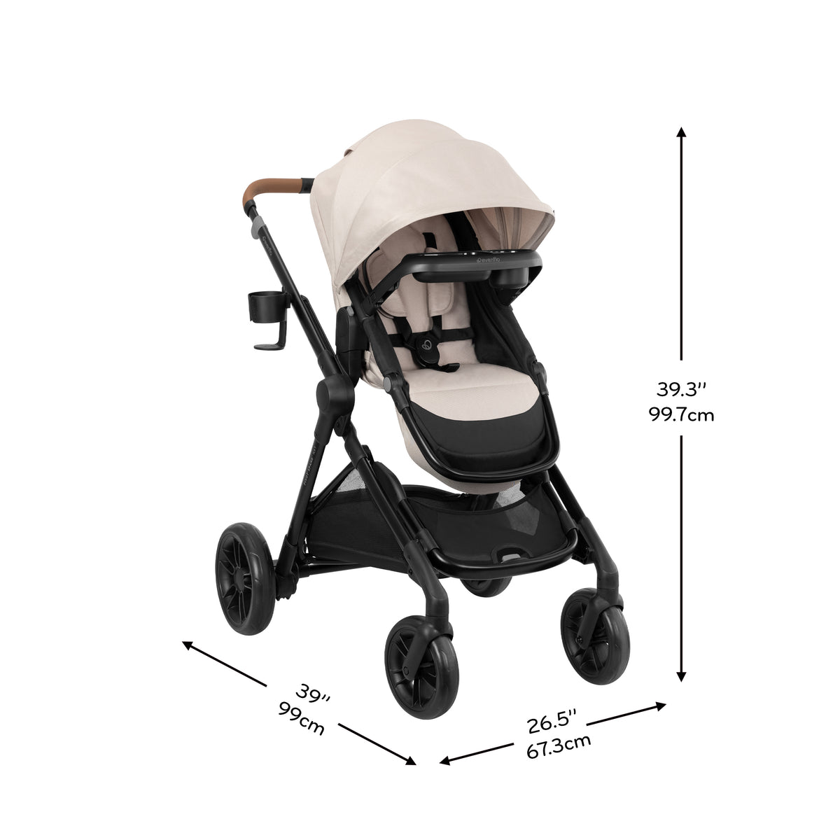 Pivot Xpand NXT Travel System featuring LiteMax NXT Infant Car Seat dimensions diagram