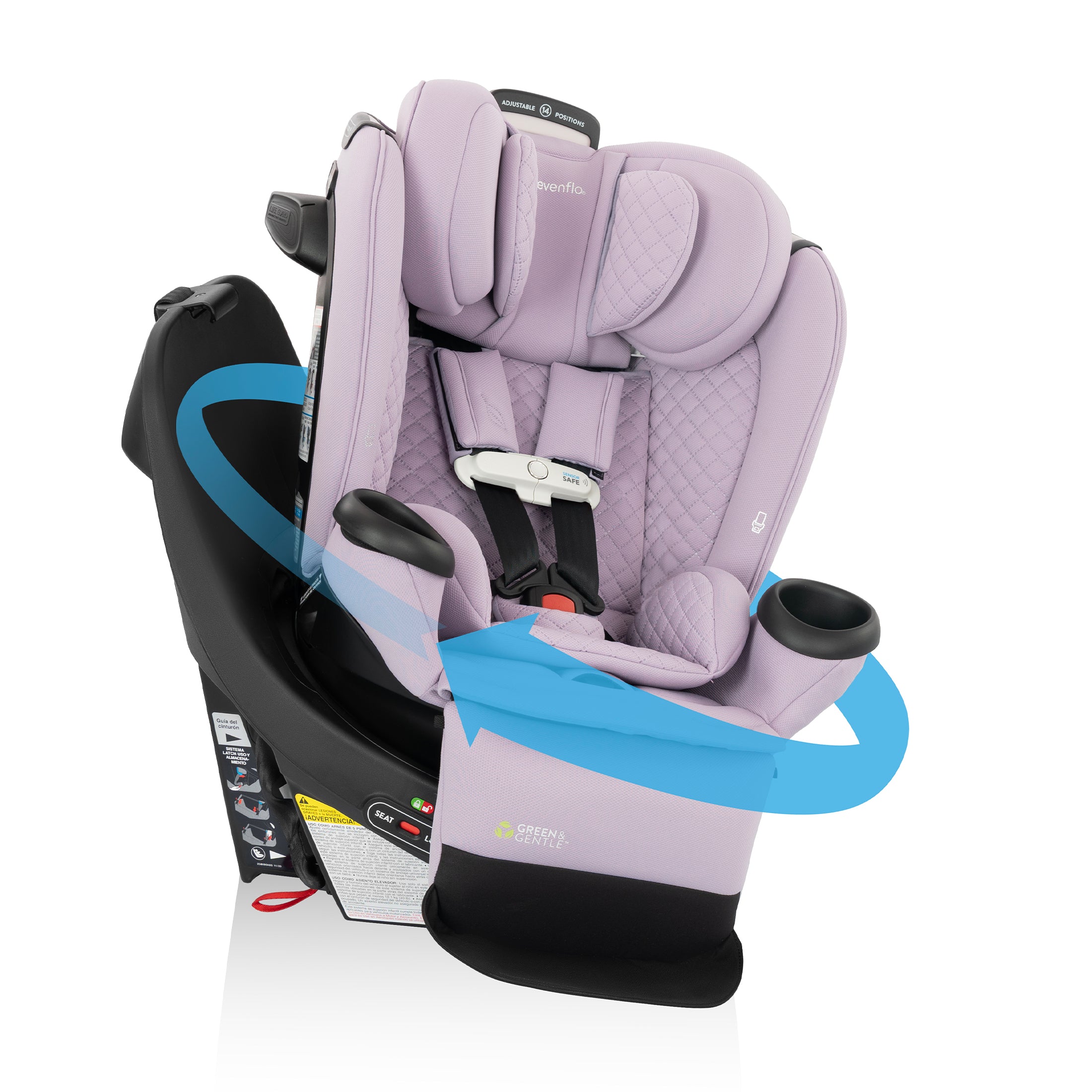 Evenflo Revolve360 Extend All-in-One Rotating Car Seat with Green & Gentle Fabric (Travertine)