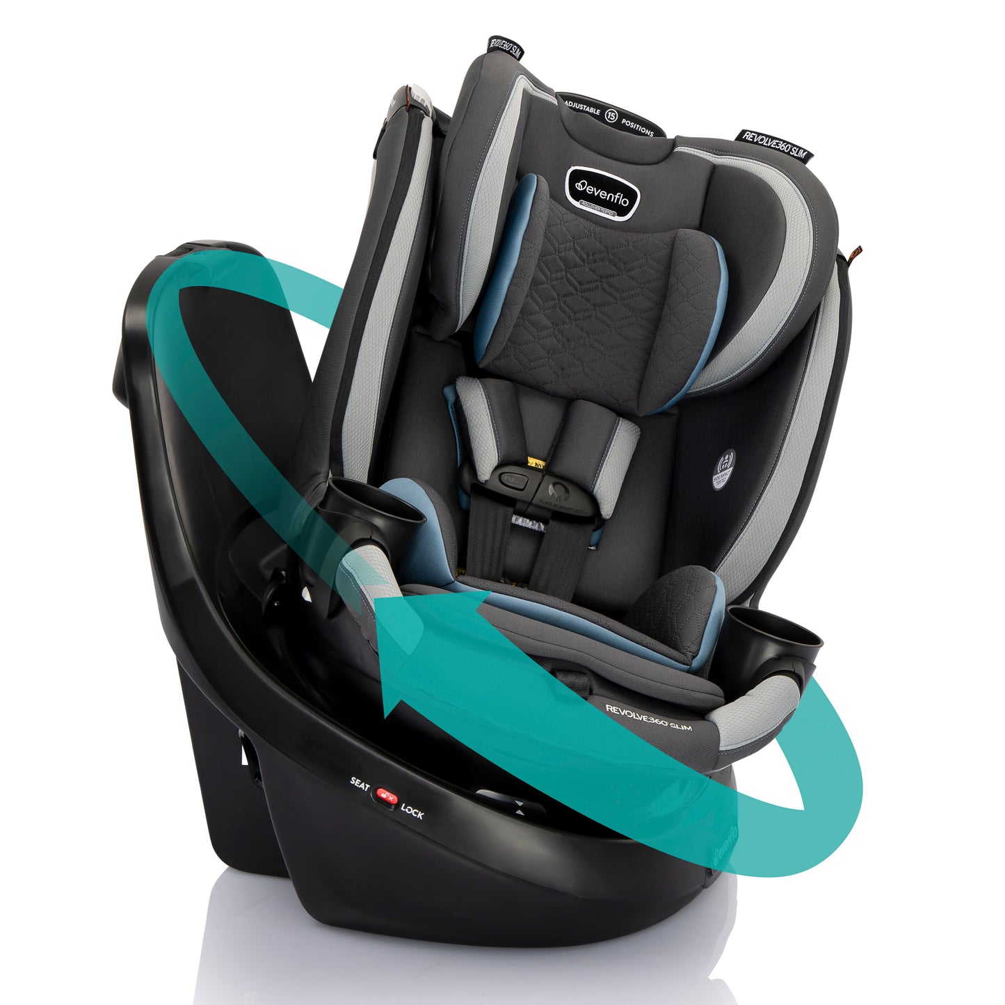 Revolve360 Slim 2-in-1 Rotational Car Seat with Quick Clean Cover (Stow Blue)