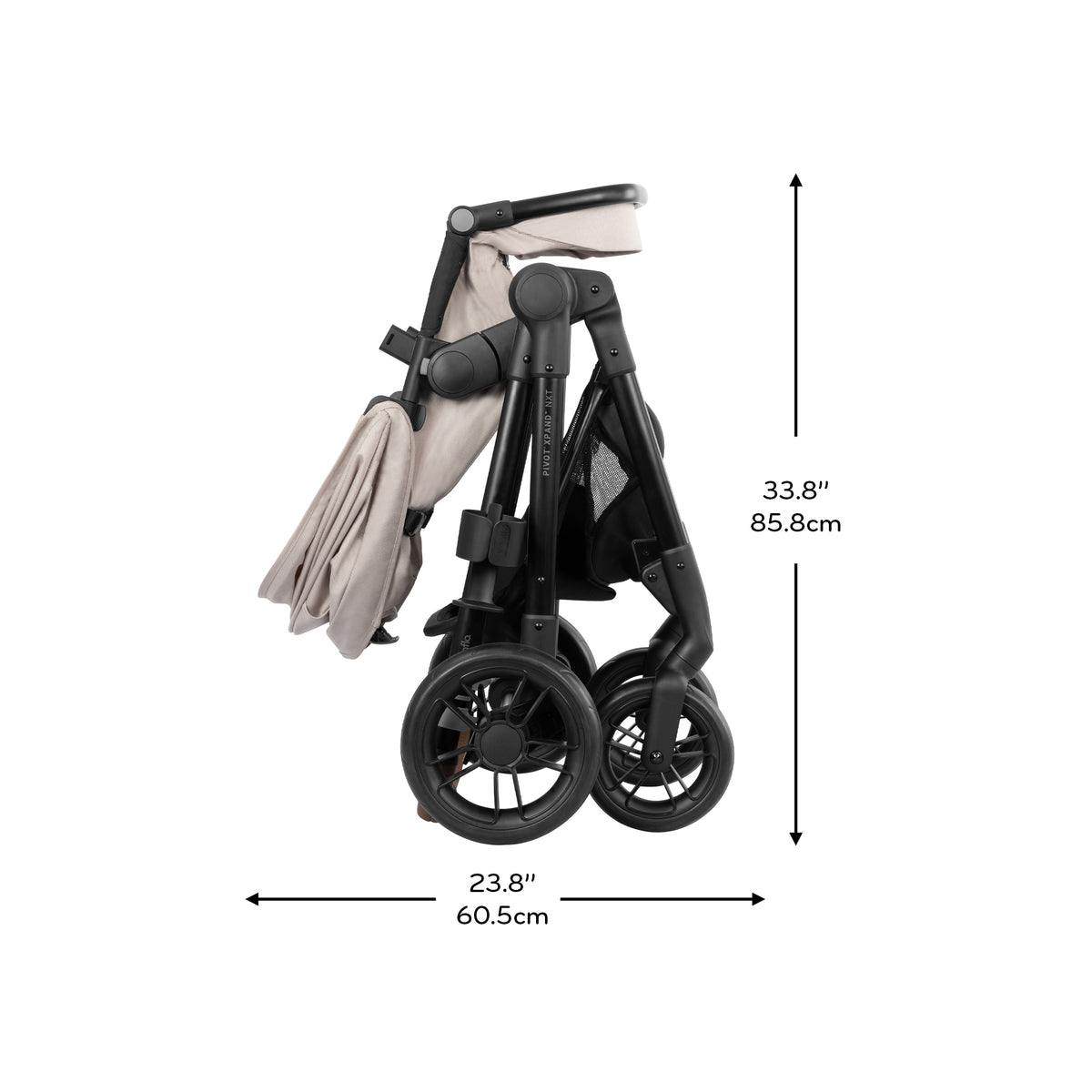 Pivot Xpand NXT Travel System featuring LiteMax NXT Infant Car Seat dimensions diagram