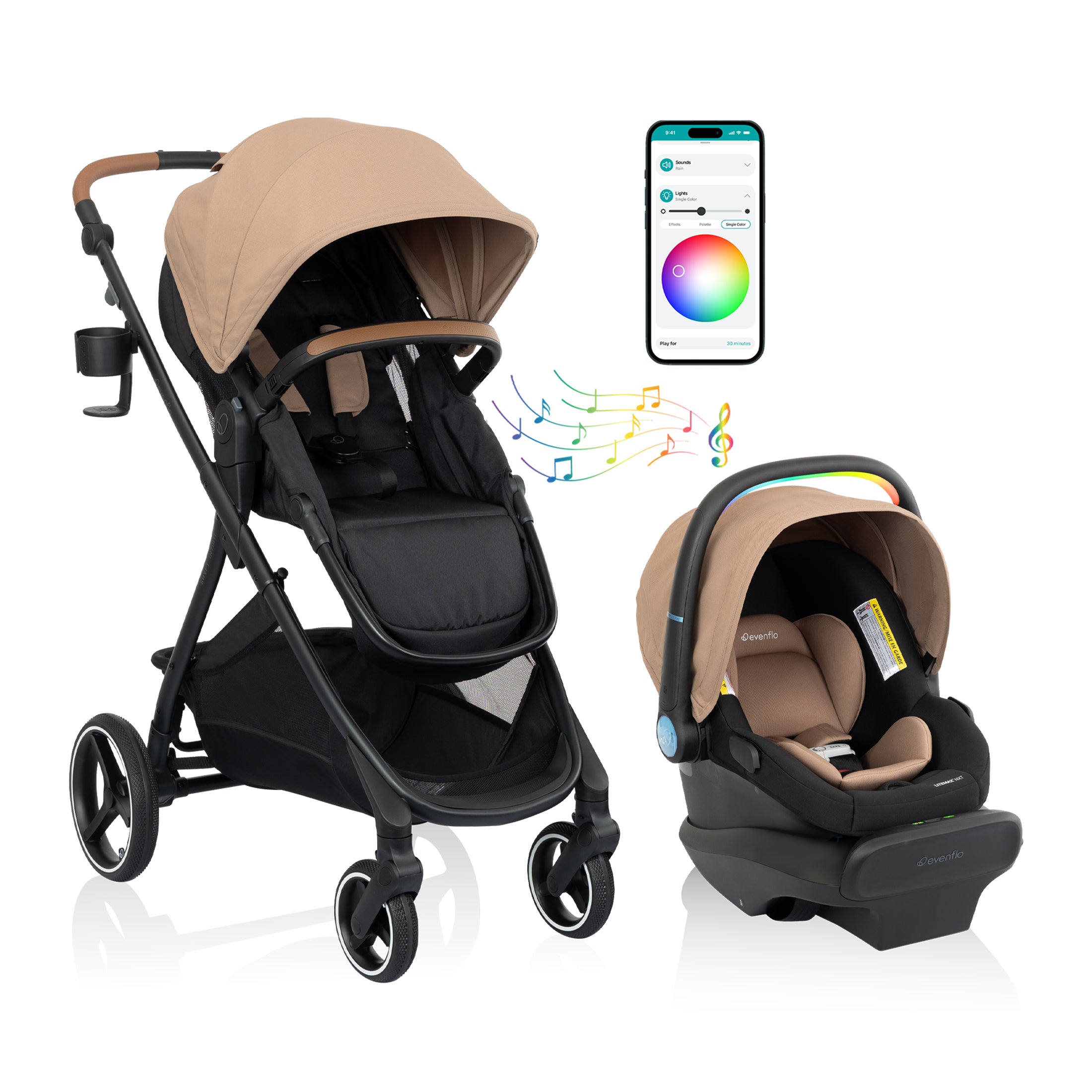 Evenflo Shyft Intuiti+ Travel System featuring LiteMax NXT with SensorySoothe, Eclipse Black