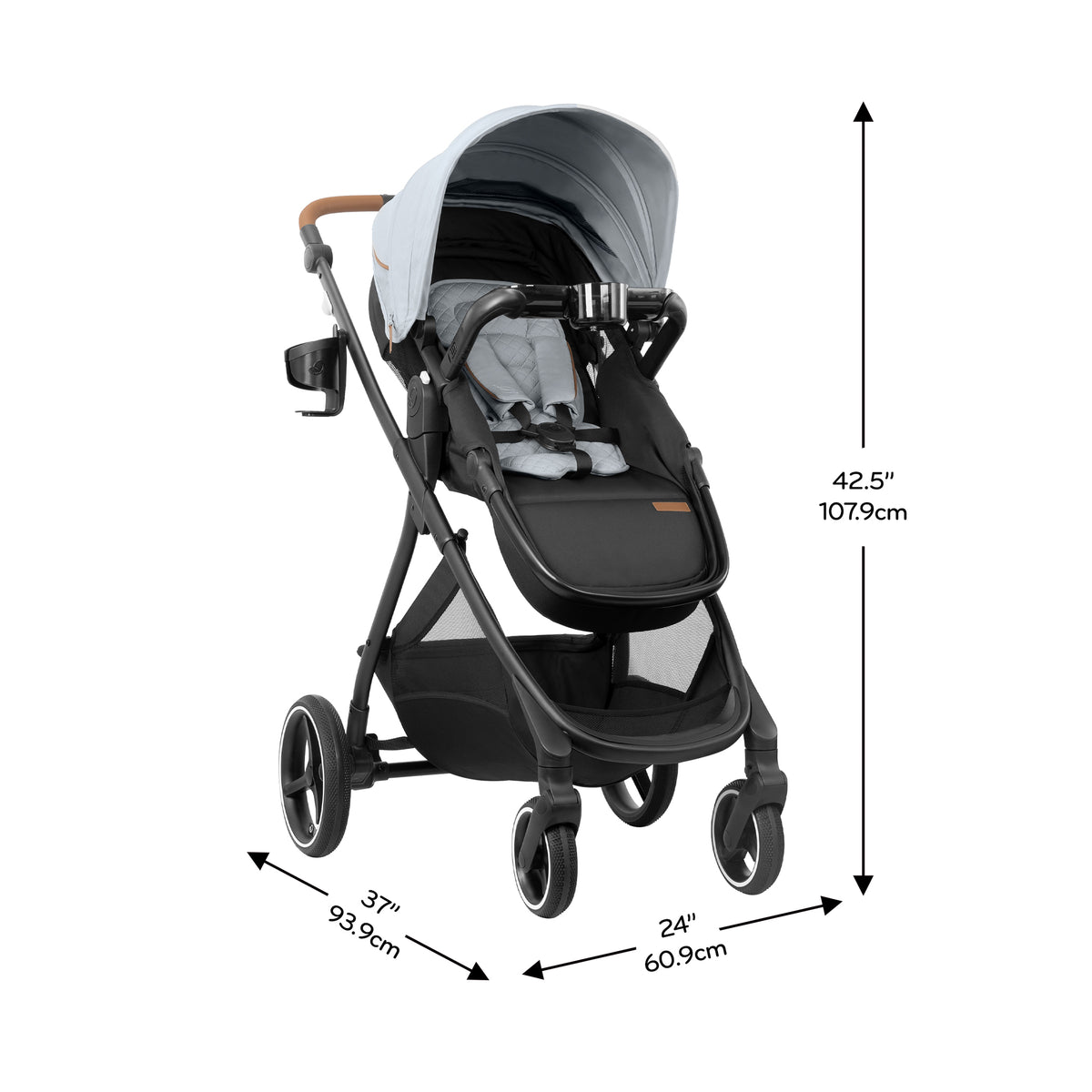 Shyft Intuiti+ Stroller with Green & Gentle Fabric dimensions diagram