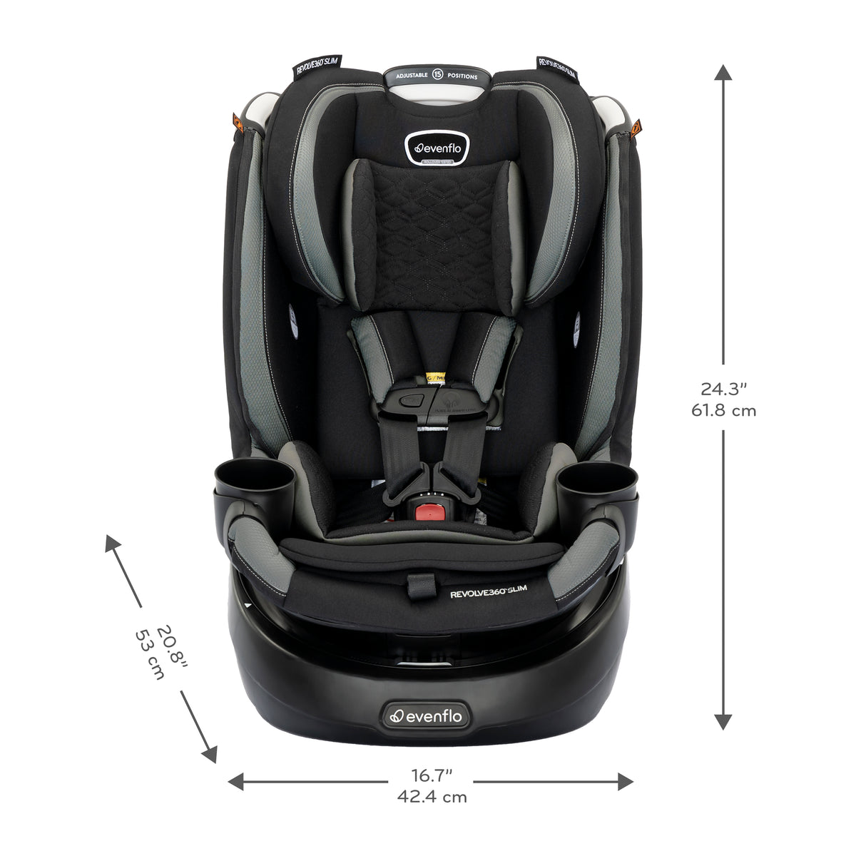 Revolve360 Slim 2-in-1 Rotating Car Seat with Quick Clean Cover dimensions diagram