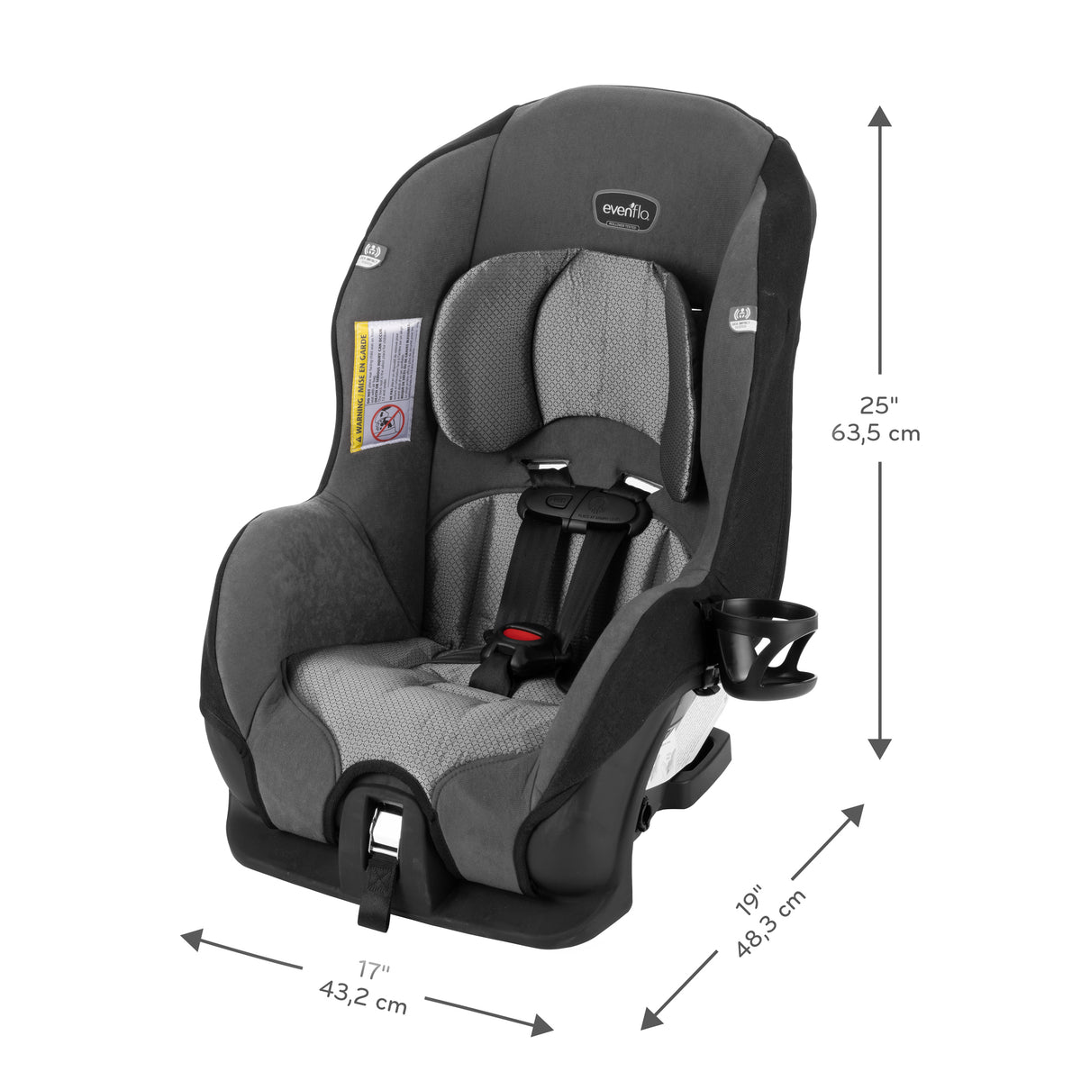 Tribute LX Convertible Car Seat dimensions diagram