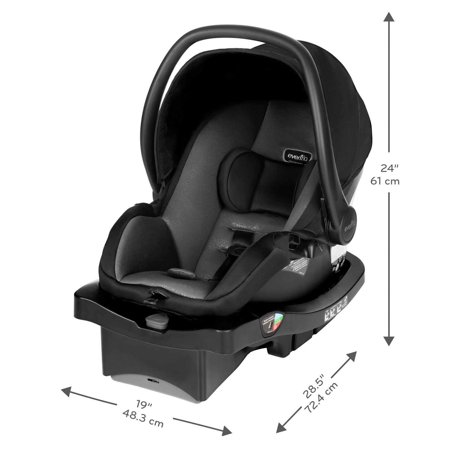 LiteMax 30 Infant Car Seat dimensions diagram
