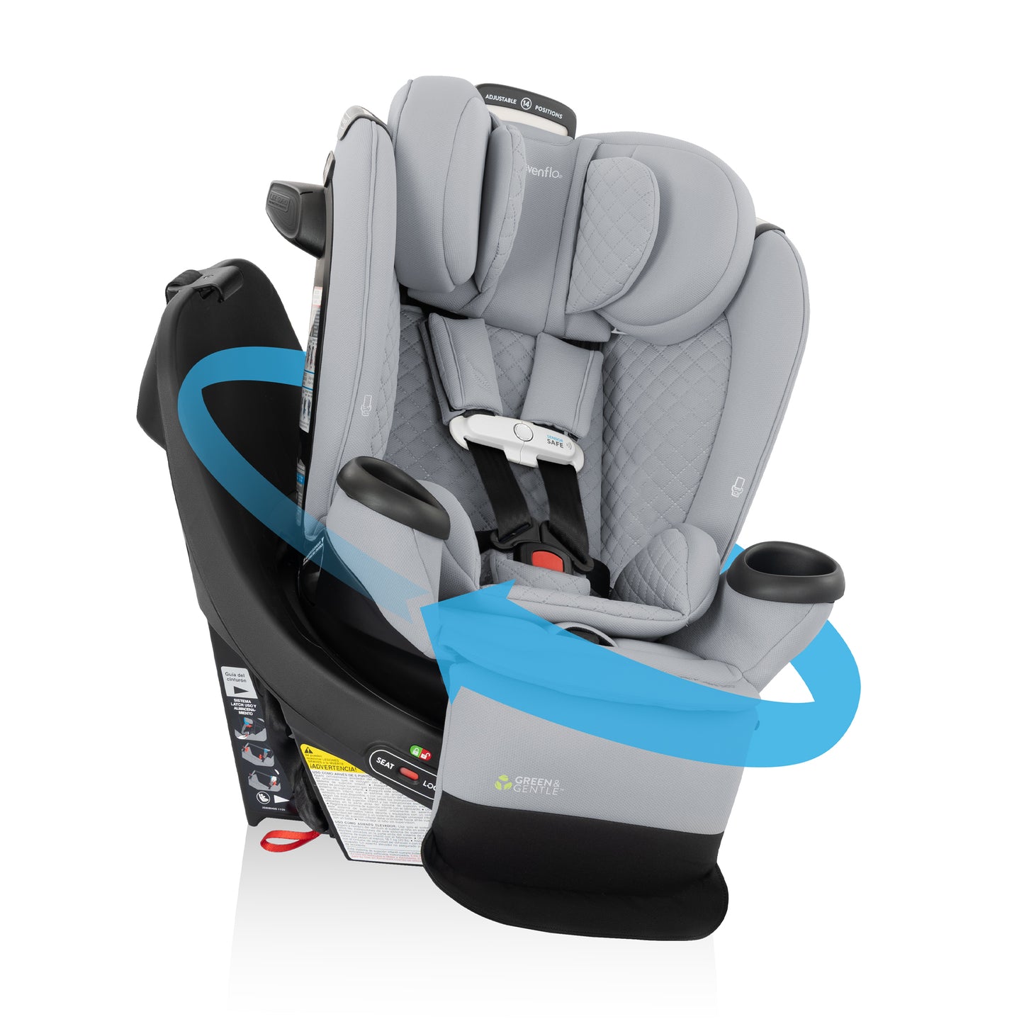 Revolve360 Extend All-in-One Rotational Car Seat with Green & Gentle Fabric (Quartz)