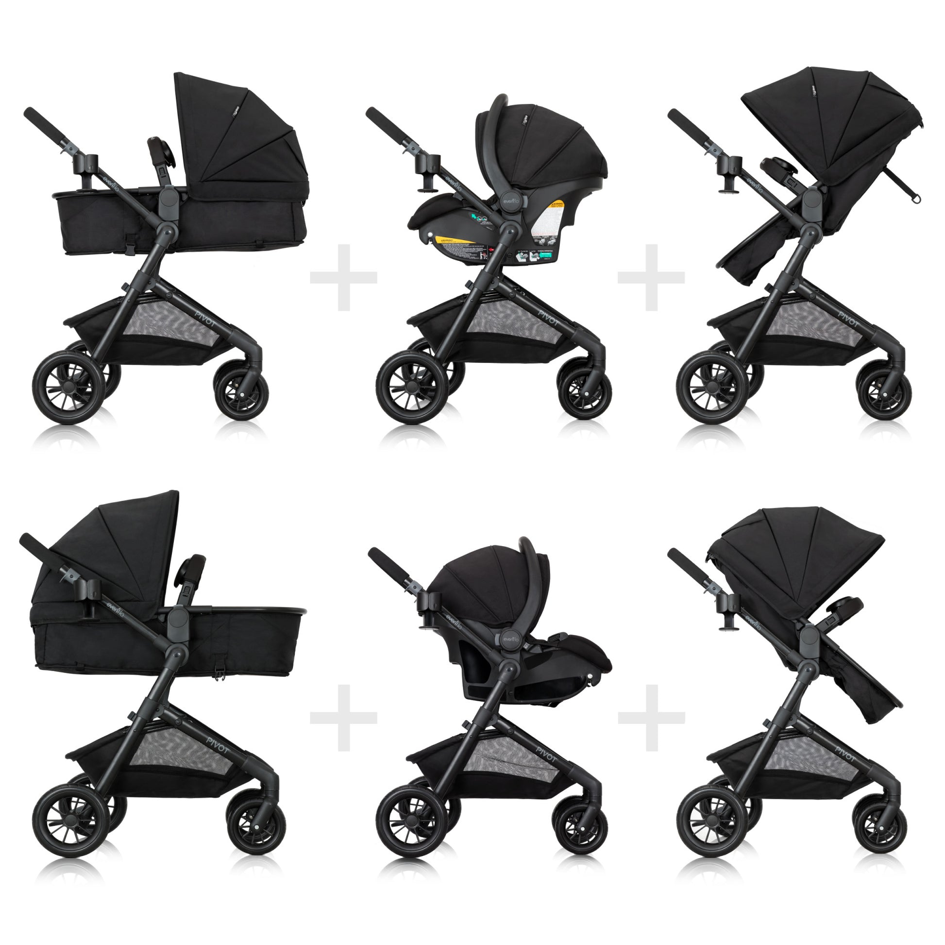 Pivot Modular Travel System with LiteMax Infant Car Seat with Anti-Rebound Bar Oxford Black 1