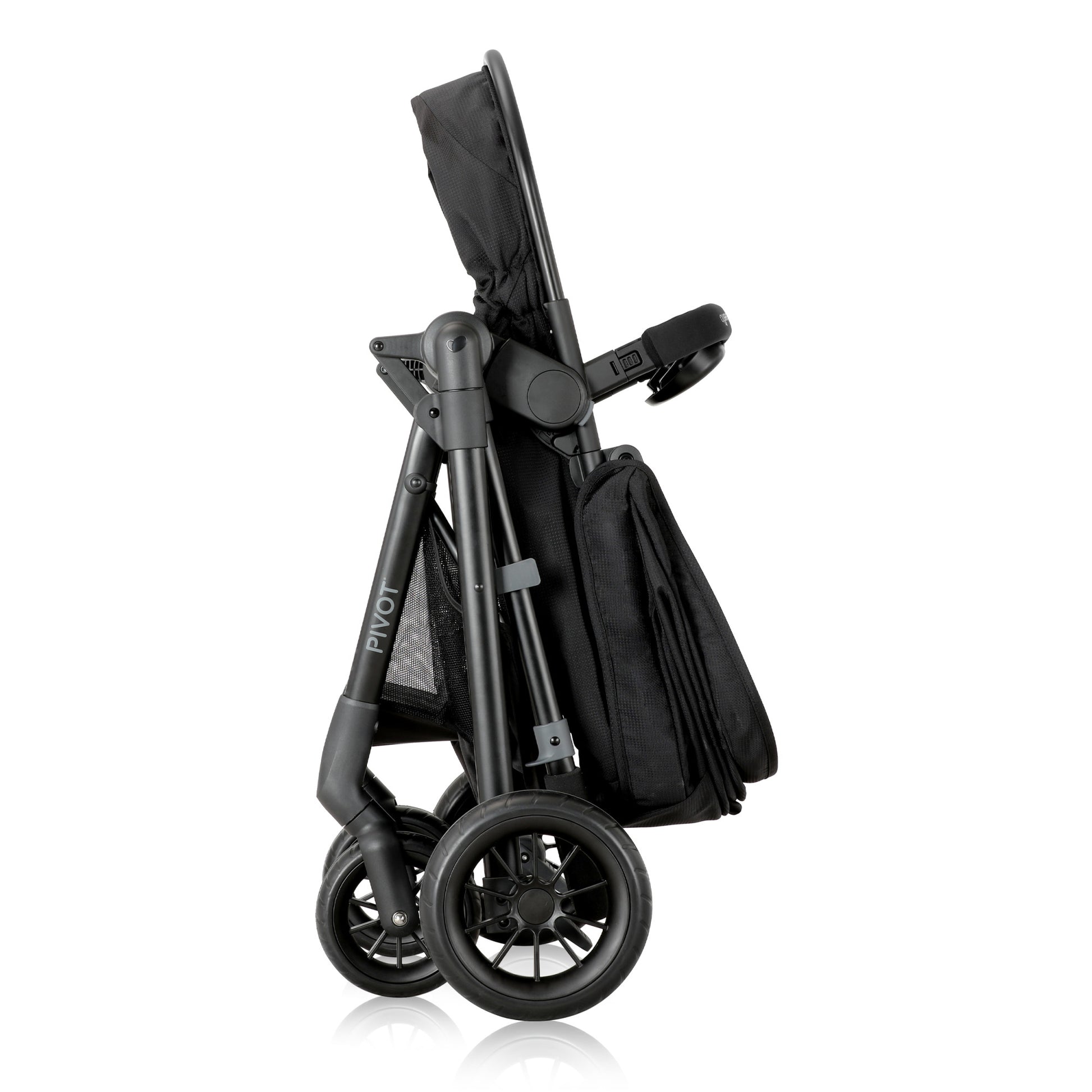 Pivot Modular Travel System with LiteMax Infant Car Seat with Anti-Rebound Bar Oxford Black folded