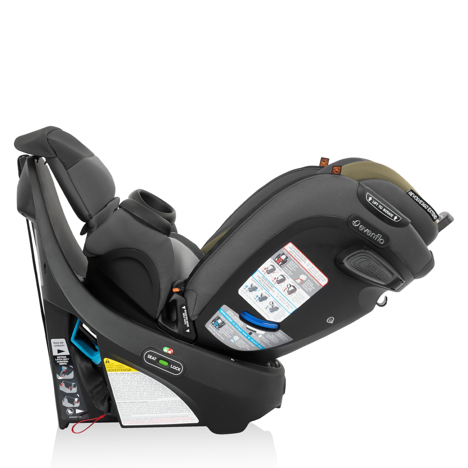 Revolve360 Extend All-in-One Rotating Car Seat with Quick Clean Cover Rockland Green full rotate