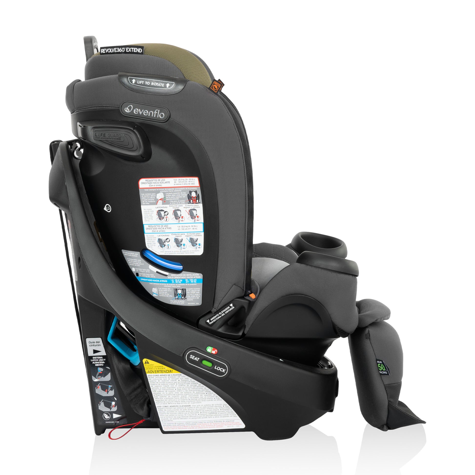 Revolve360 Extend All-in-One Rotating Car Seat with Quick Clean Cover Rockland Green rotate