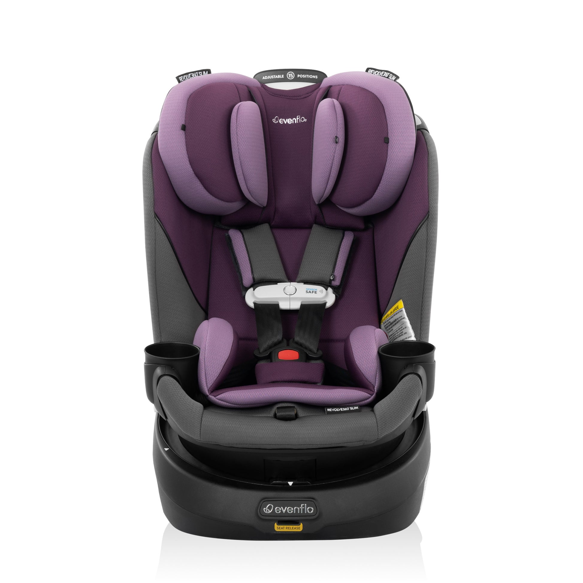 Gold Revolve360 Slim 2-in-1 Rotational Car Seat with SensorSafe Amethyst full front