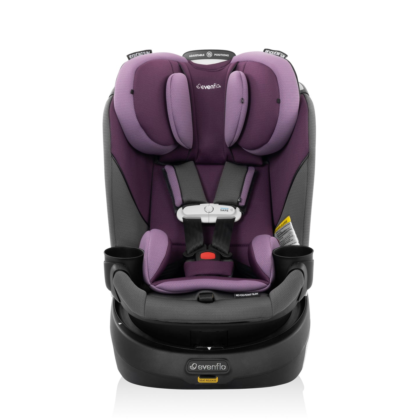 Gold Revolve360 Slim 2-in-1 Rotational Car Seat with SensorSafe (Amethyst) full front