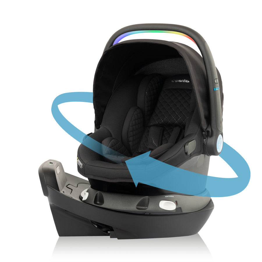 Revolve180 LiteMax NXT Rotational Infant Car Seat with SensorySoothe in Jasper Black