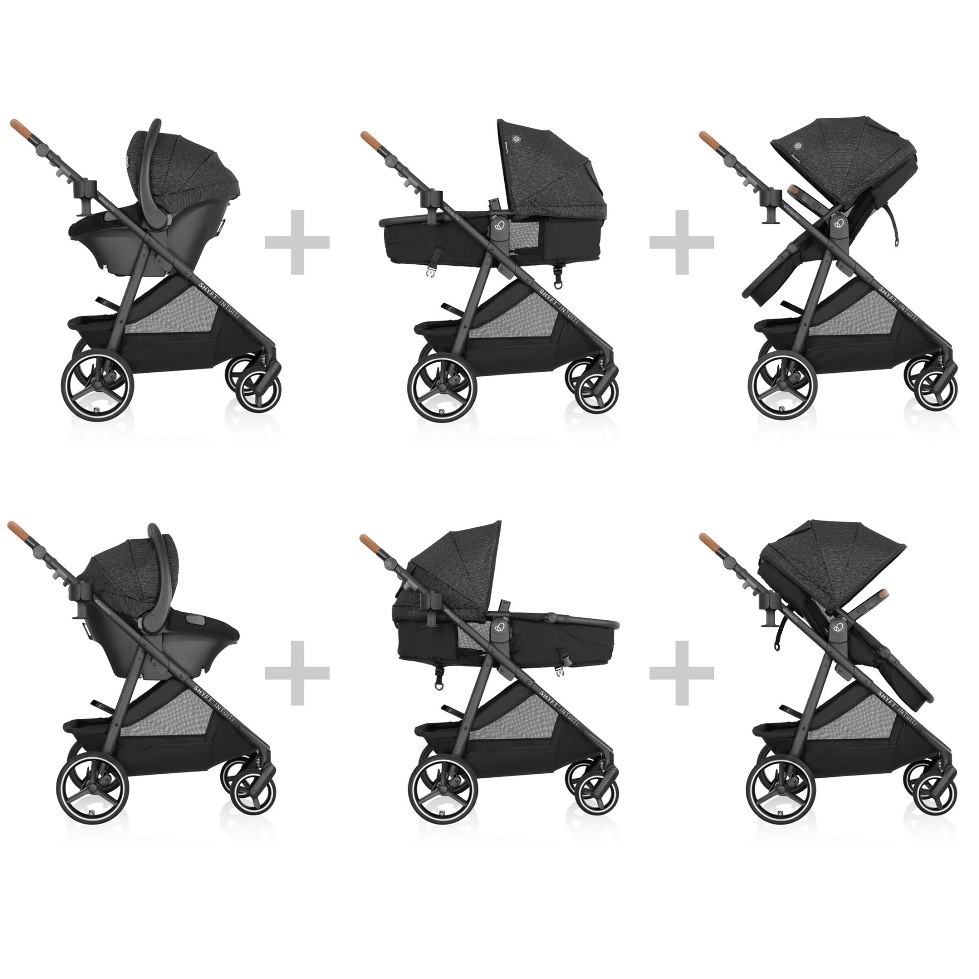 Shyft Intuiti Travel System with Revolve180 LiteMax NXT Rotating Infant Car Seat Black Shale 1