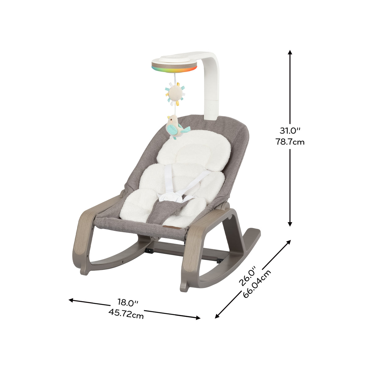 Lyra 2-in-1 Infant to Toddler Rocker dimensions diagram