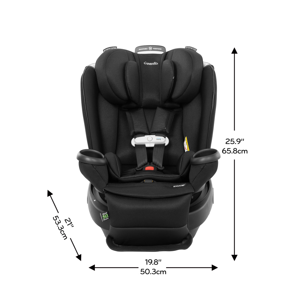 Revolve360 Extend All-in-One Rotating Car Seat with SensorSafe dimensions diagram