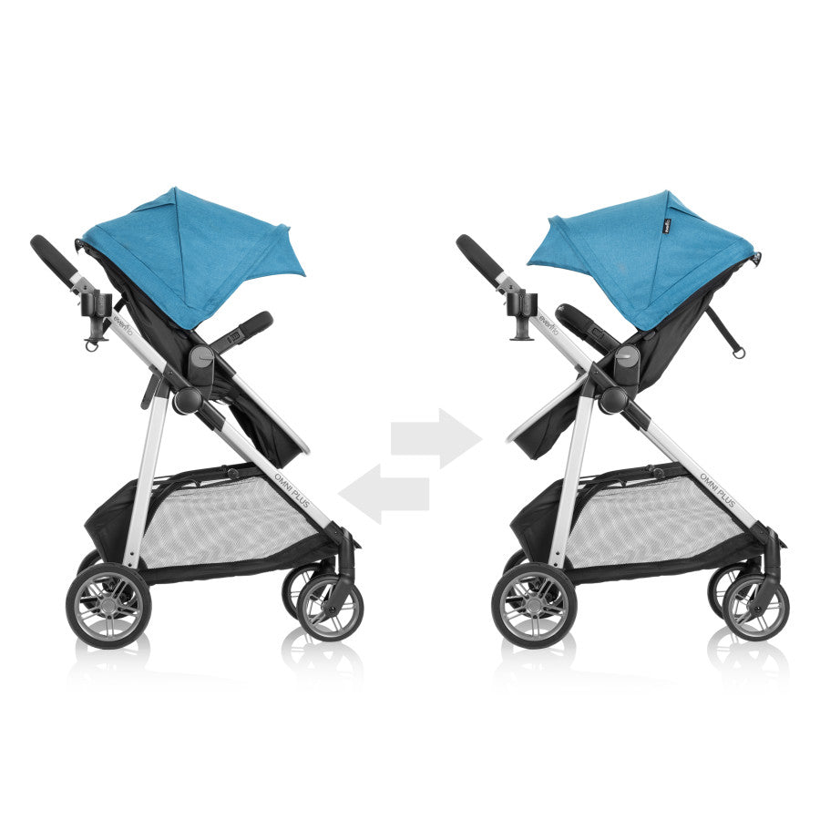 Omni Plus Modular Travel System with LiteMax Sport Rear-Facing Infant Car Seat side by side