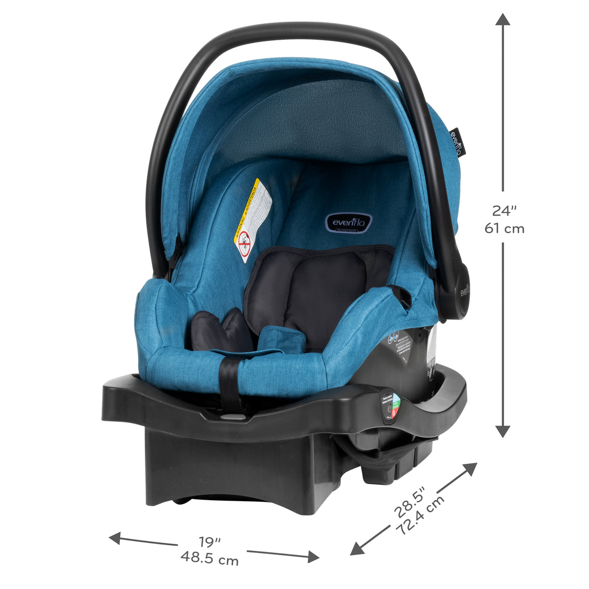 Omni Plus Modular Travel System with LiteMax Rear-Facing Infant Car Seat dimensions diagram