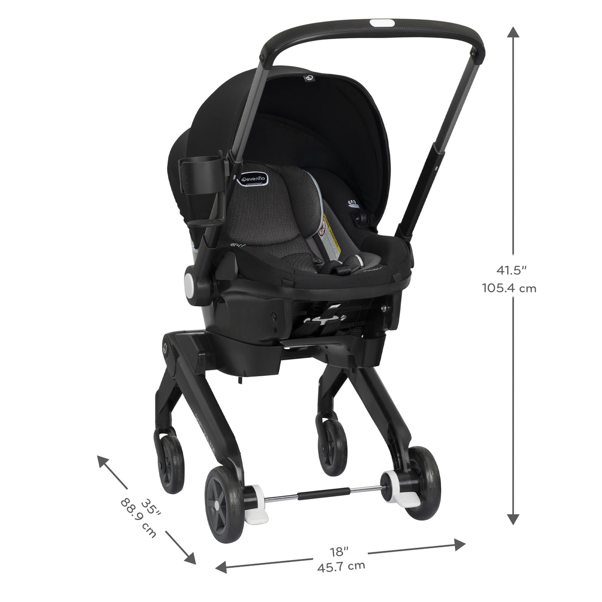 Shyft DualRide Infant Car Seat and Stroller Combo dimensions diagram