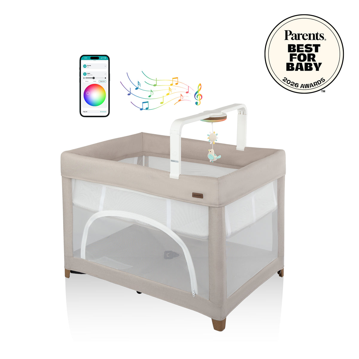 Eris One-Hand Playard with Bassinet (Coastal Coffee)