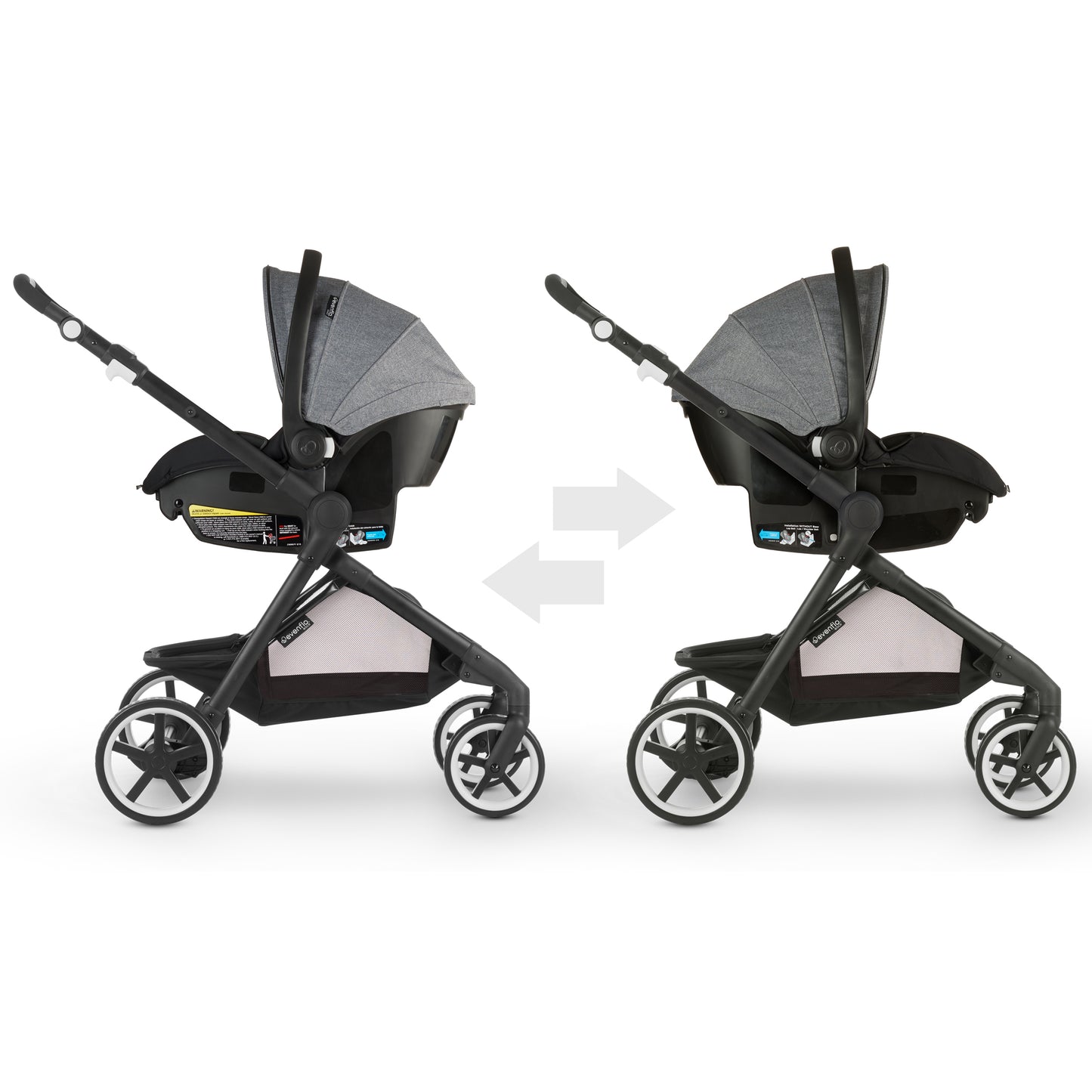 Evenflo Pivot Xpand Travel System infant car seat mode parent or forward-facing