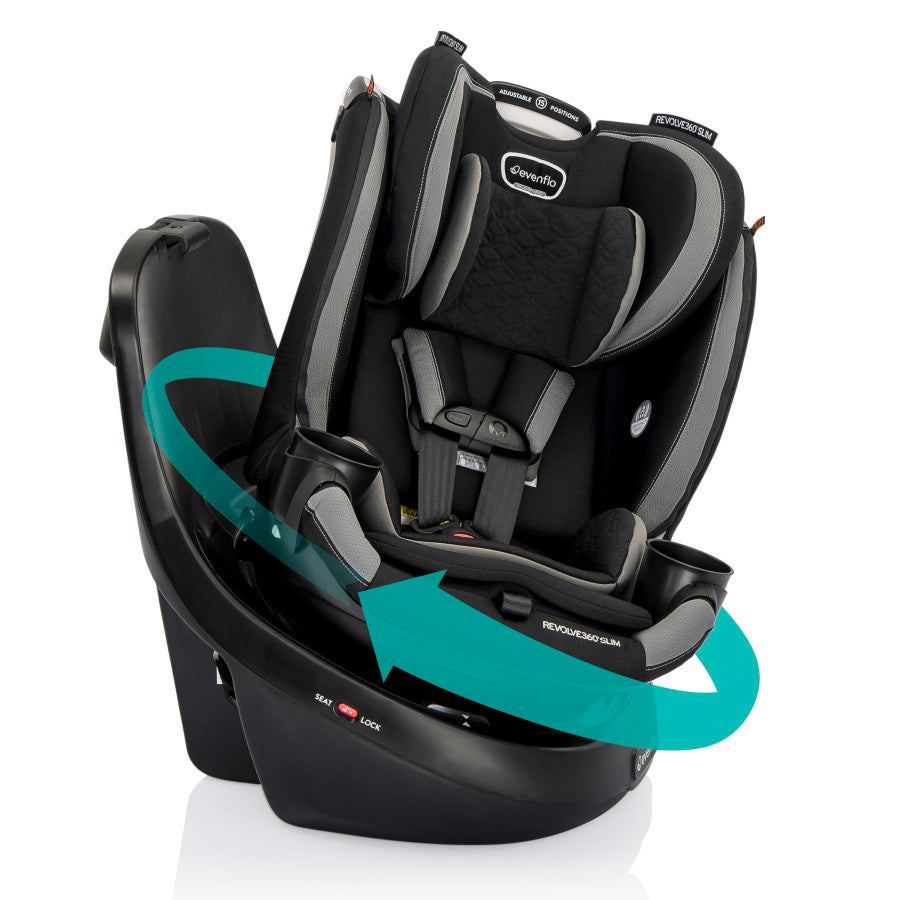 Evenflo Revolve360 Slim 2-in-1 Rotational Car Seat with Quick Clean Cover (Stow Blue)