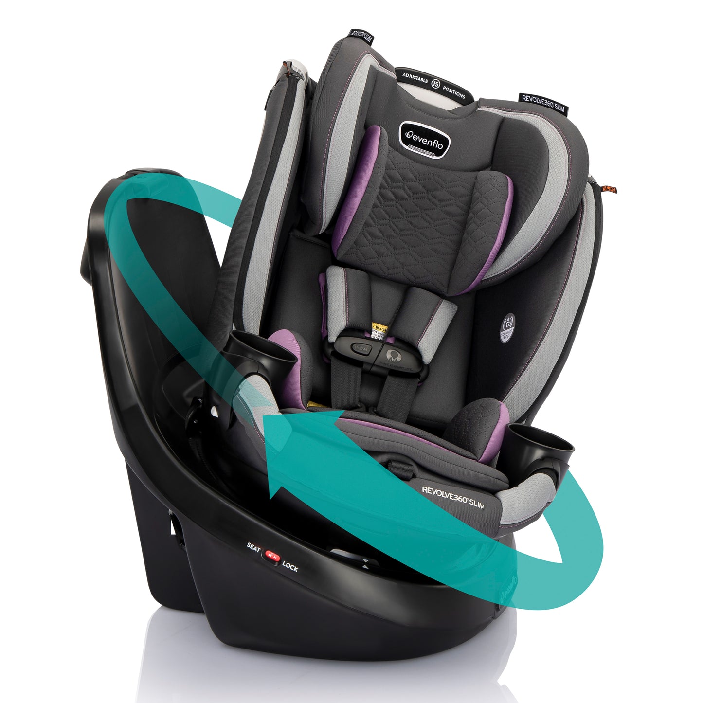 Evenflo Revolve360 Slim 2-in-1 Rotational Car Seat with Quick Clean Cover (Stow Blue)