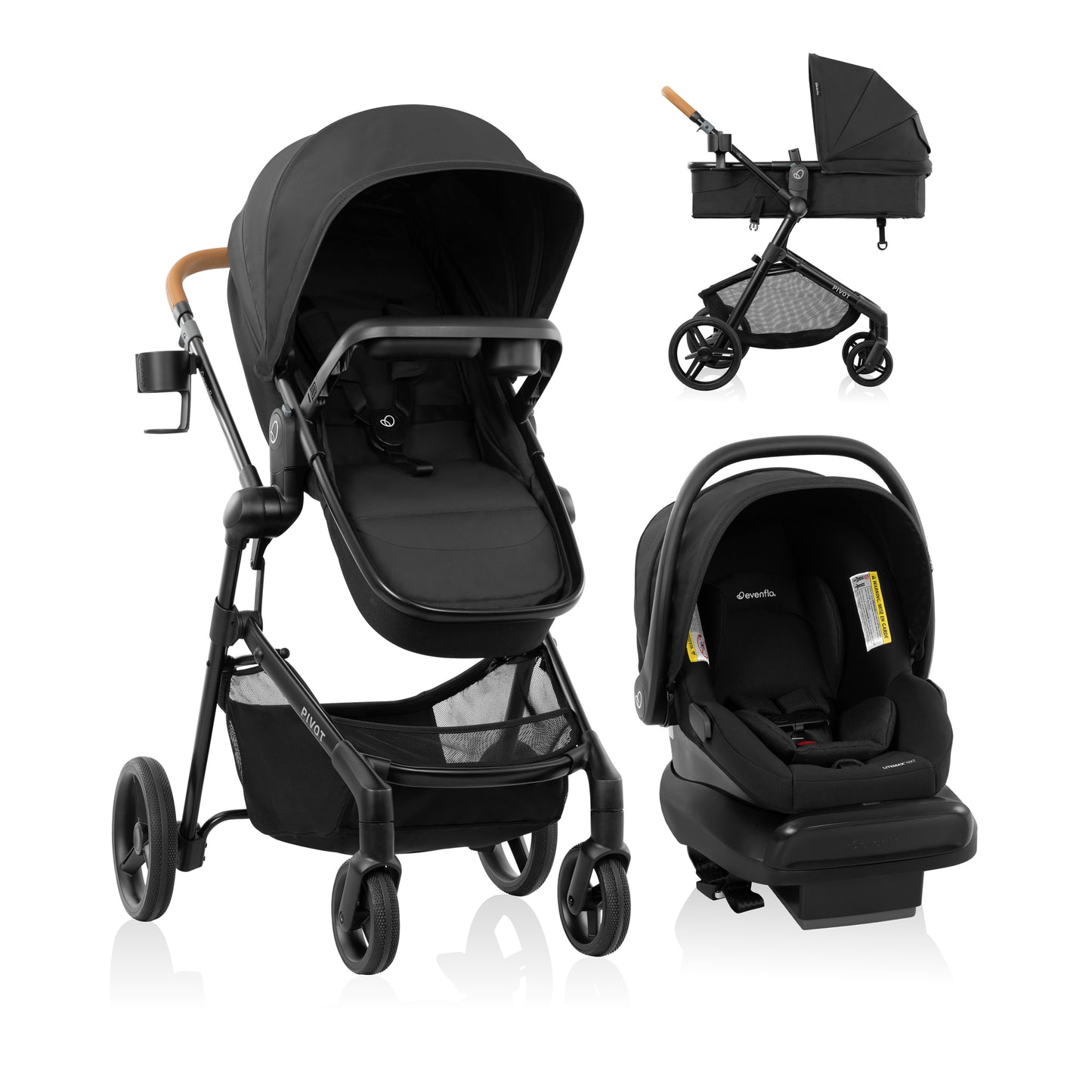 Evenflo Pivot NXT Travel System with LiteMax NXT Infant Car Seat (Latte Tan)