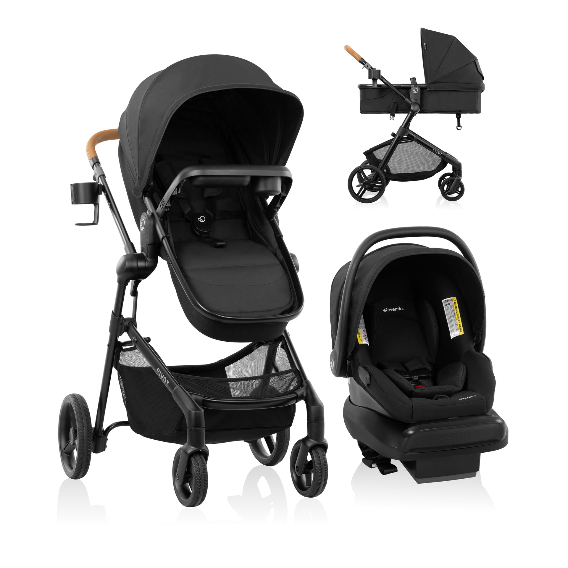 Evenflo Pivot NXT Travel System with LiteMax NXT Infant Car Seat (Latte Tan)