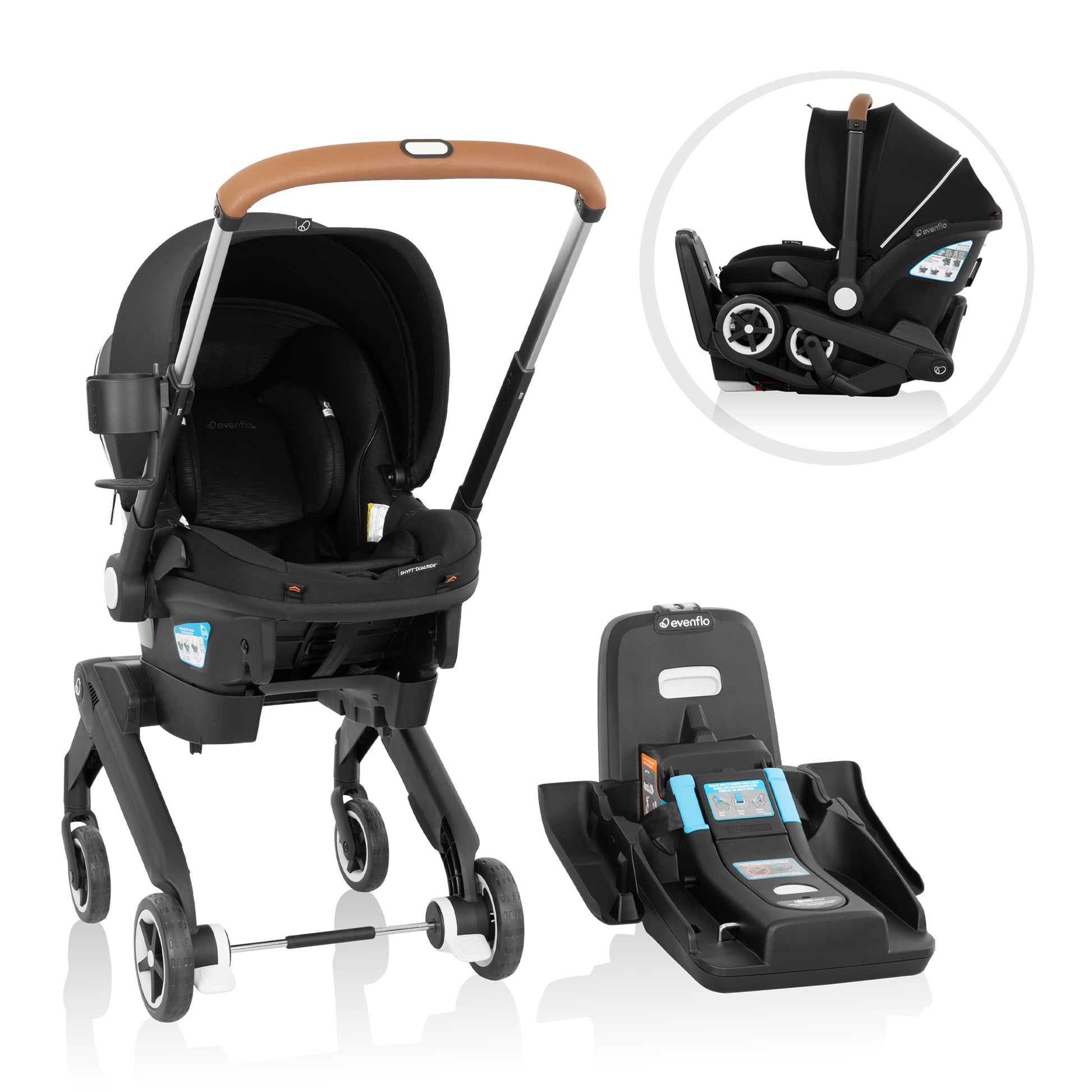 Shyft DualRide Infant Car Seat Stroller Combo w Carryall Storage & Extended Canopy (Onyx)