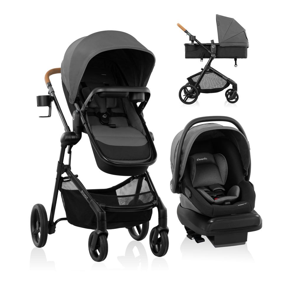 Evenflo Pivot NXT Travel System with LiteMax NXT Infant Car Seat (Silverado Gray)