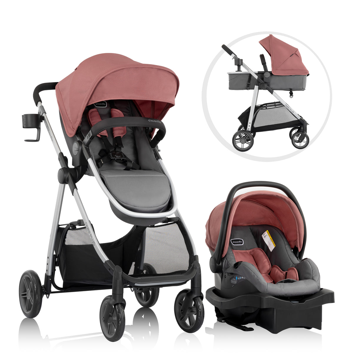 Omni Plus Modular Travel System with LiteMax Rear-Facing Infant Car Seat (Shasta Pink)