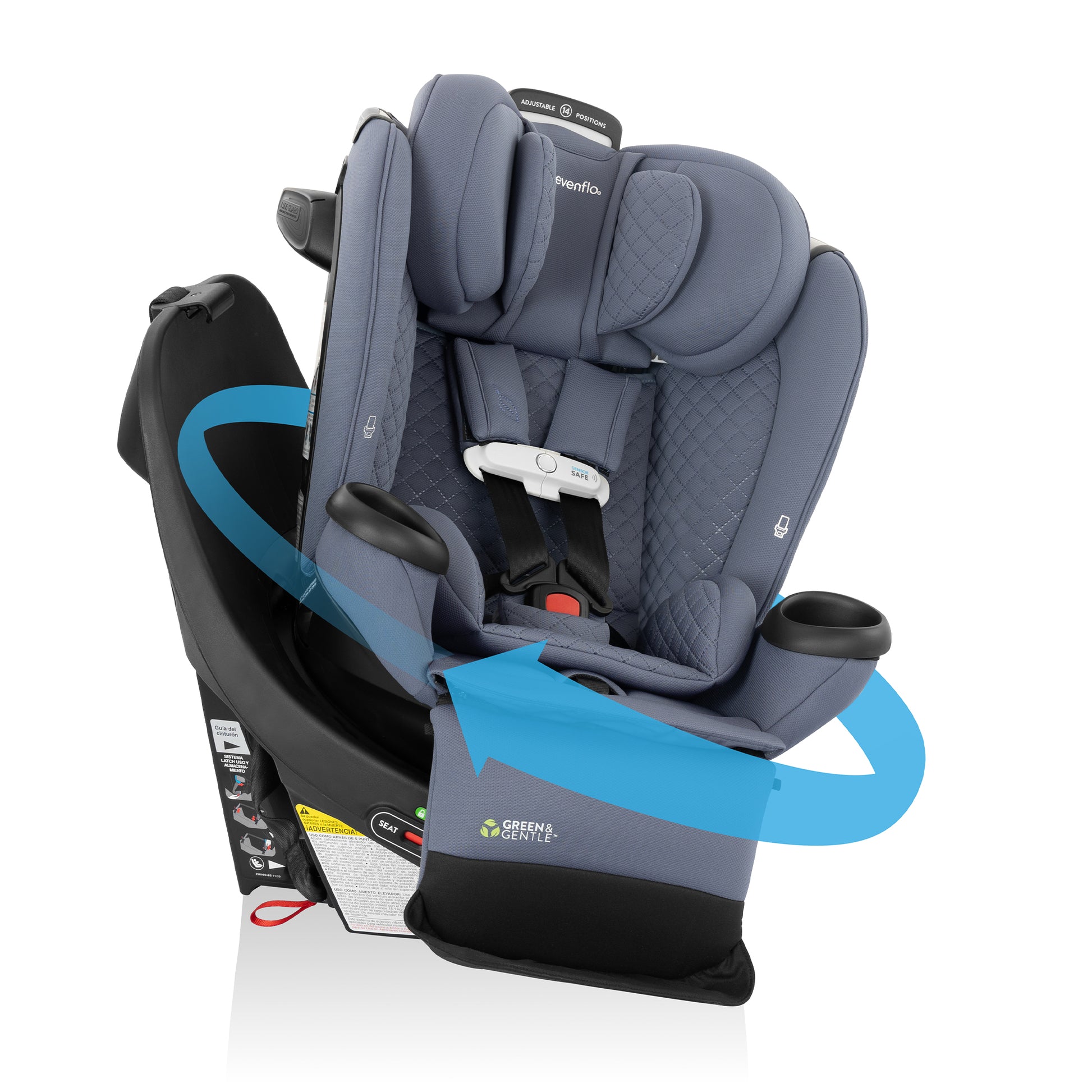 Revolve360 Extend All-in-One Rotating Car Seat with Green & Gentle Fabric (Flint)