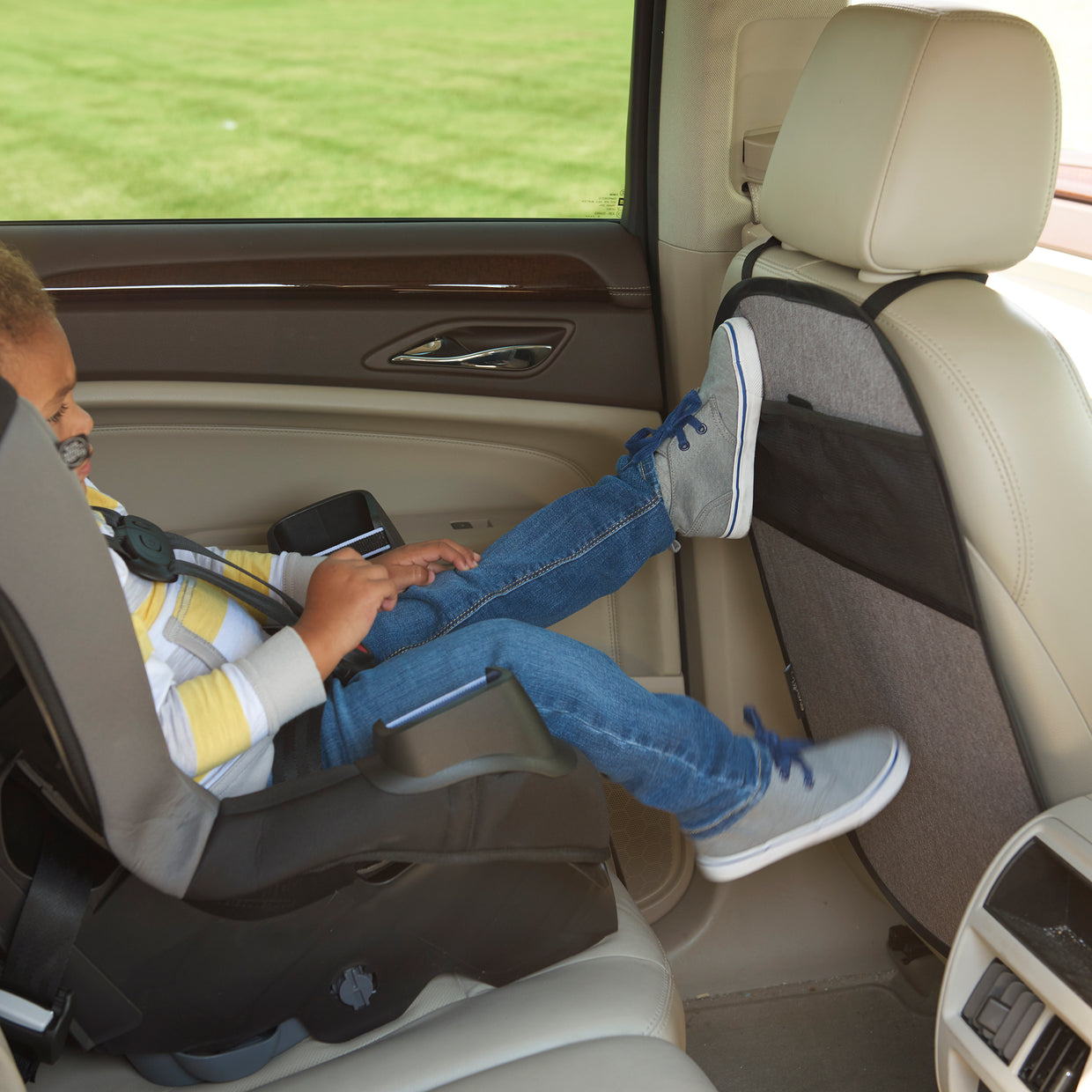 evenflo car seat protector Evenflo Car Seat Kick Mat With Storage Pocket (Black)