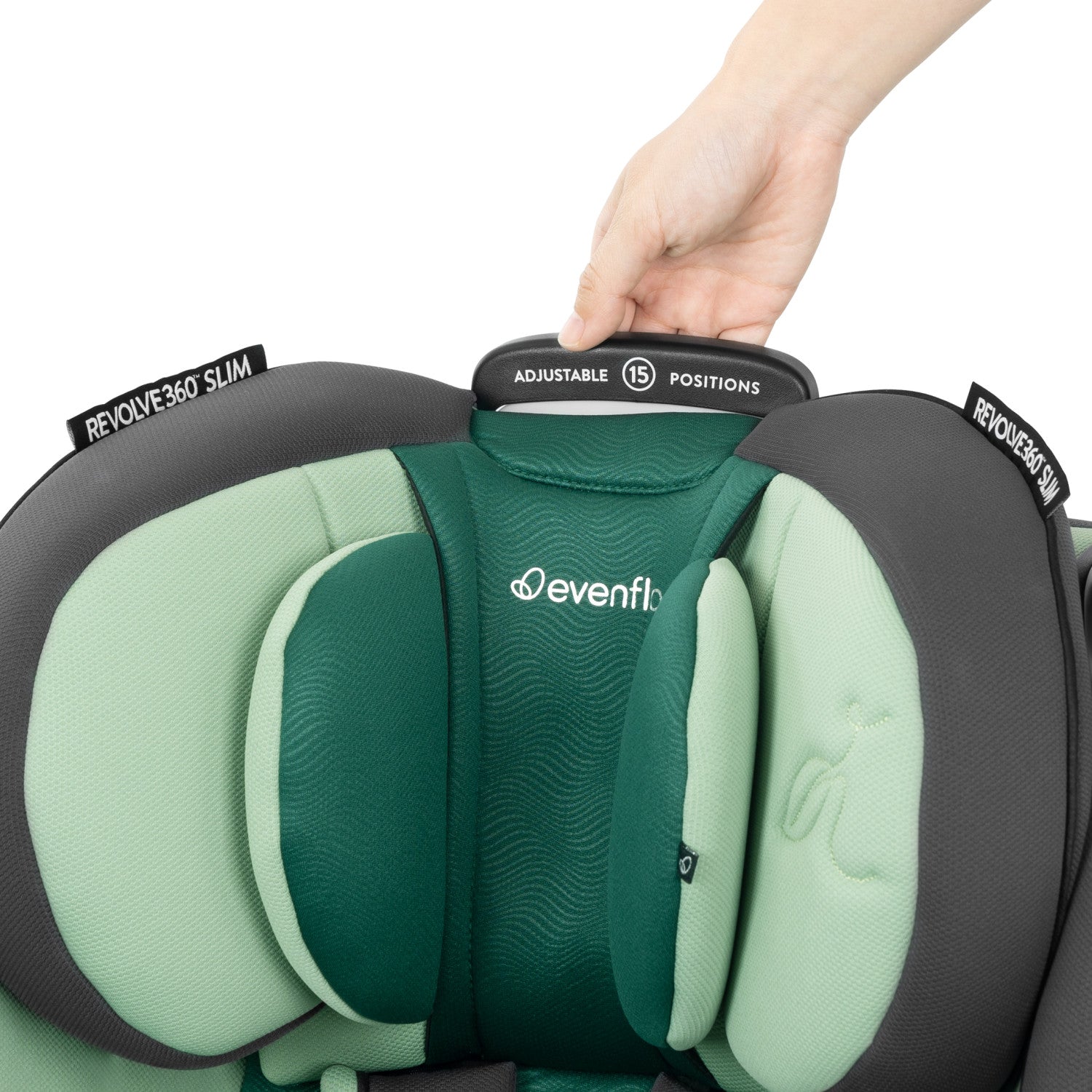 Revolve360 Slim 2-in-1 Rotational Car Seat with Green & Gentle Fabric handle
