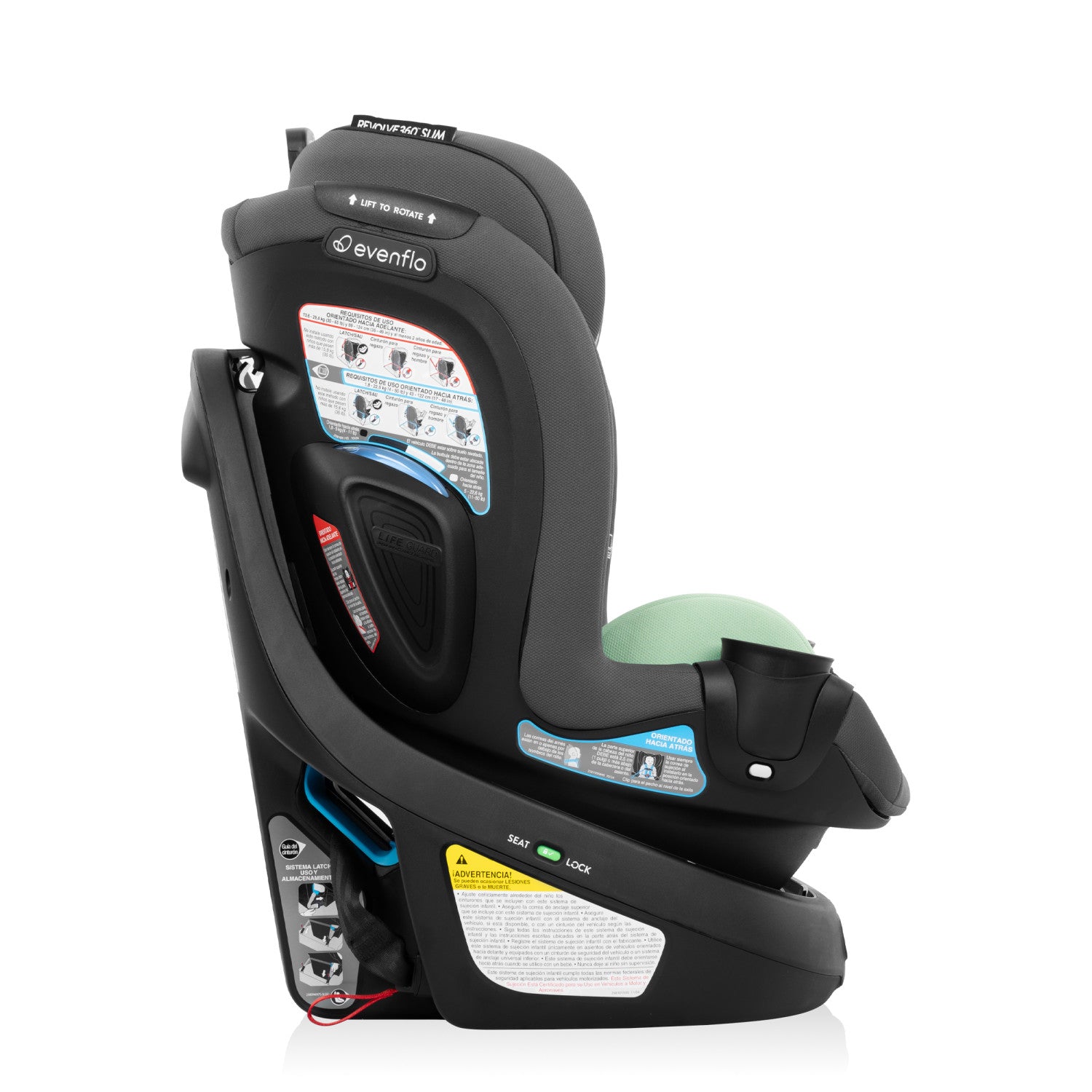 Revolve360 Slim 2-in-1 Rotational Car Seat with Green & Gentle Fabric  side