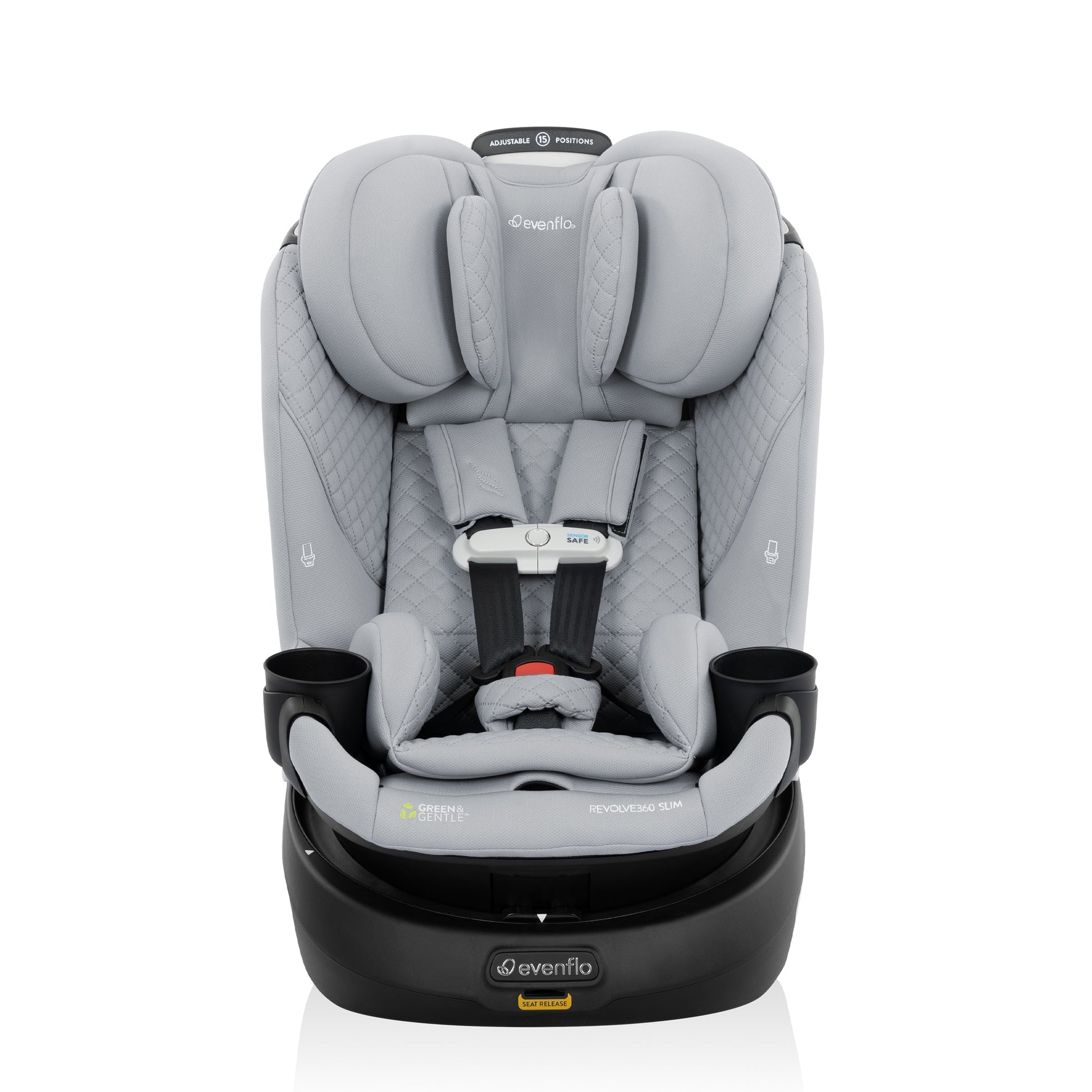 Revolve360 Slim 2-in-1 Rotating Car Seat with Green & Gentle Fabric Quartz
