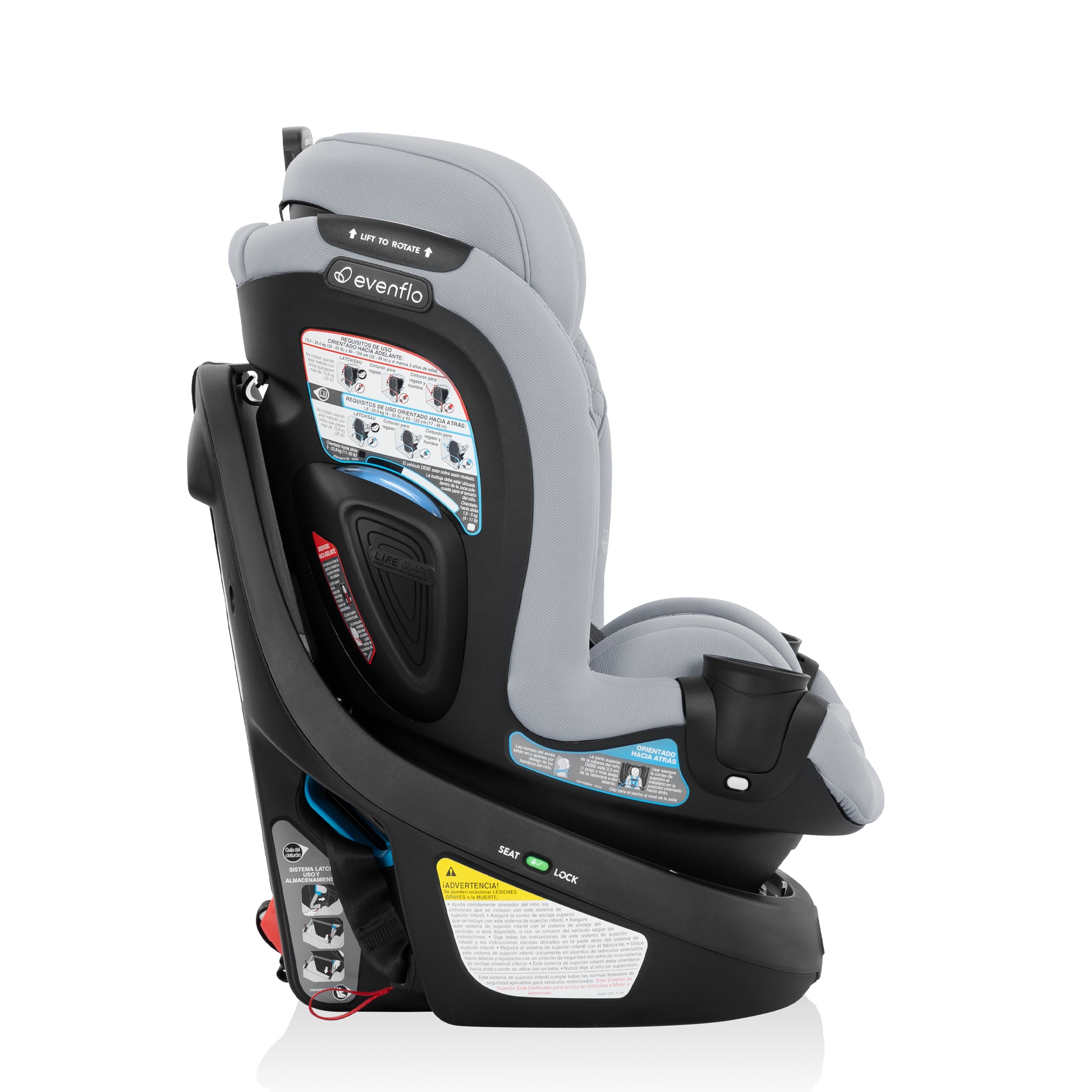 Revolve360 Slim 2-in-1 Rotating Car Seat with Green & Gentle Fabric Quartz side rotate