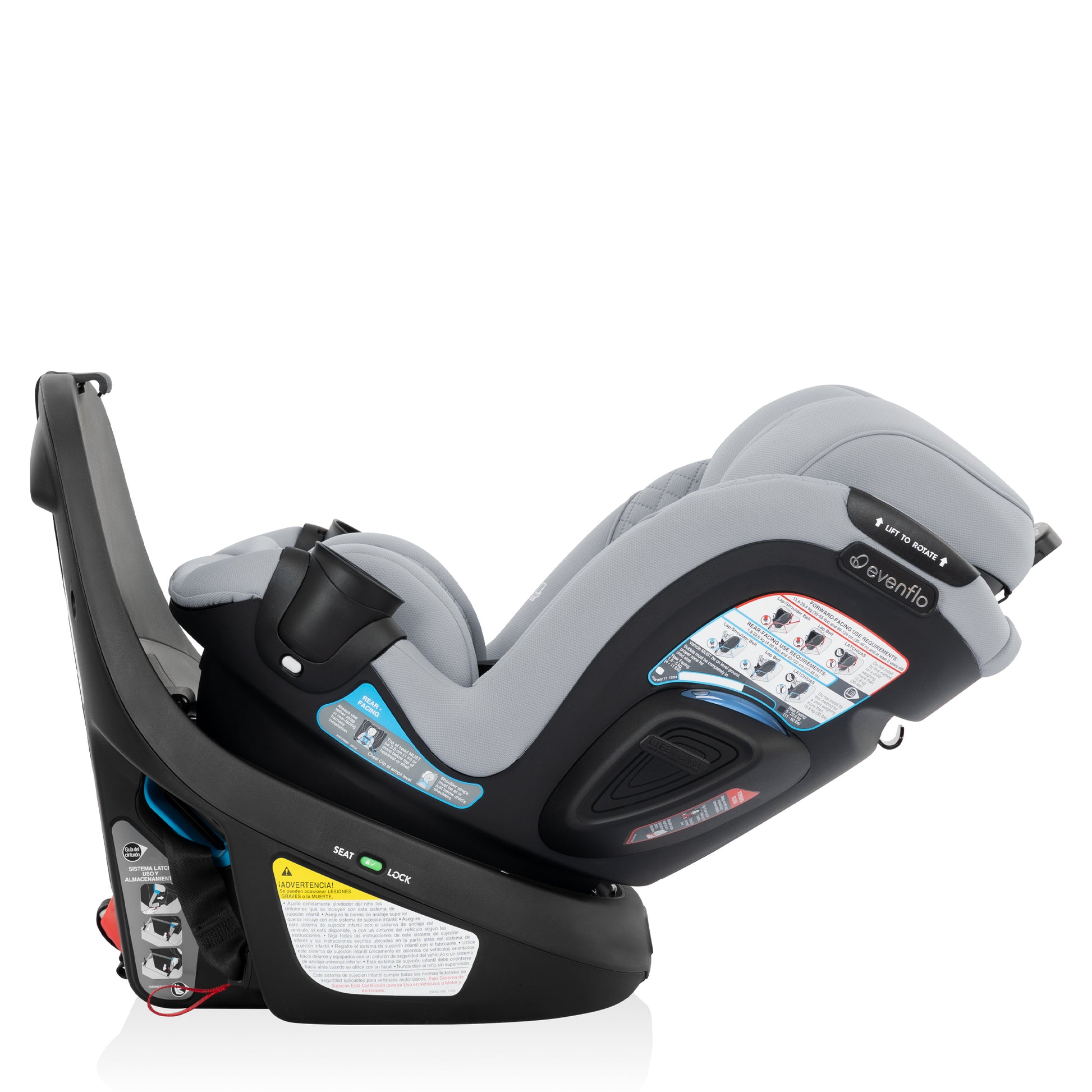 Revolve360 Slim 2-in-1 Rotating Car Seat with Green & Gentle Fabric Quartz full rotate