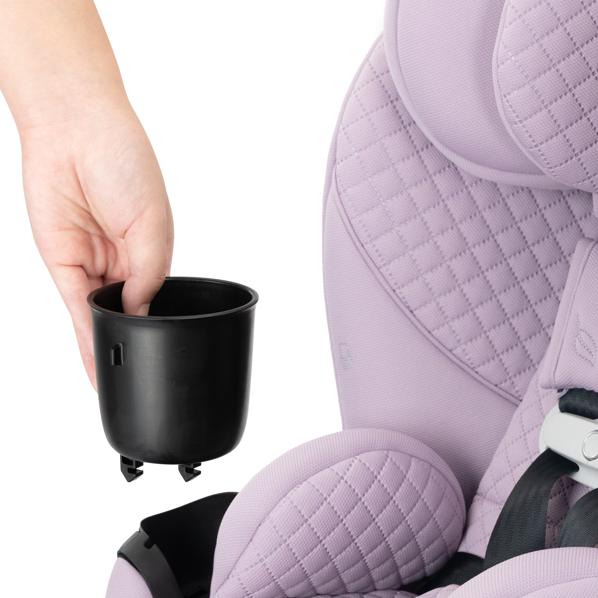 Revolve360 Slim 2-in-1 Rotating Car Seat with Green & Gentle Fabric Agate Purple cup holder