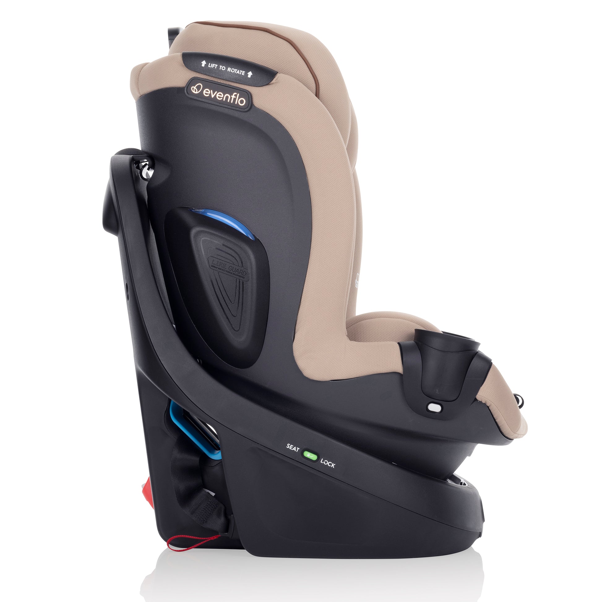 Revolve360 Slim 2-in-1 Rotating Car Seat with Green & Gentle Fabric Travertine side rotate