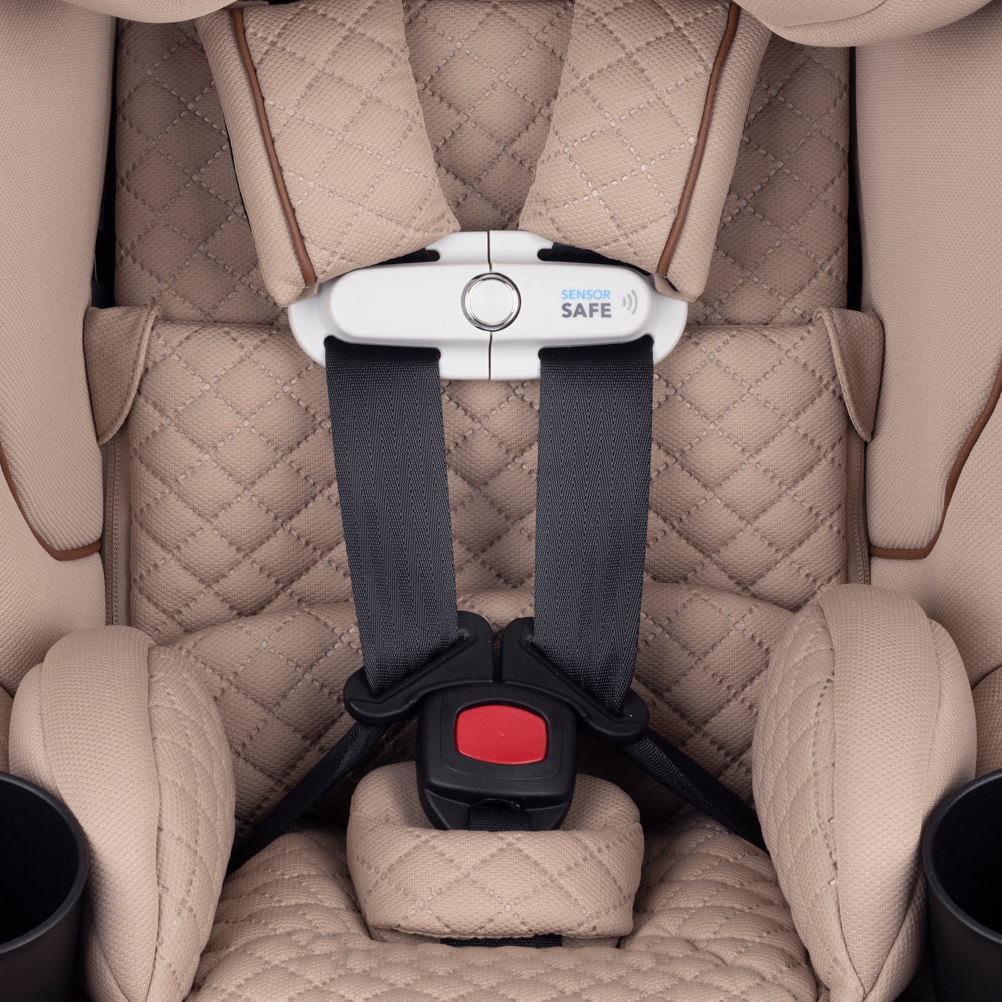 Revolve360 Slim 2-in-1 Rotating Car Seat with Green & Gentle Fabric Travertine seat belt